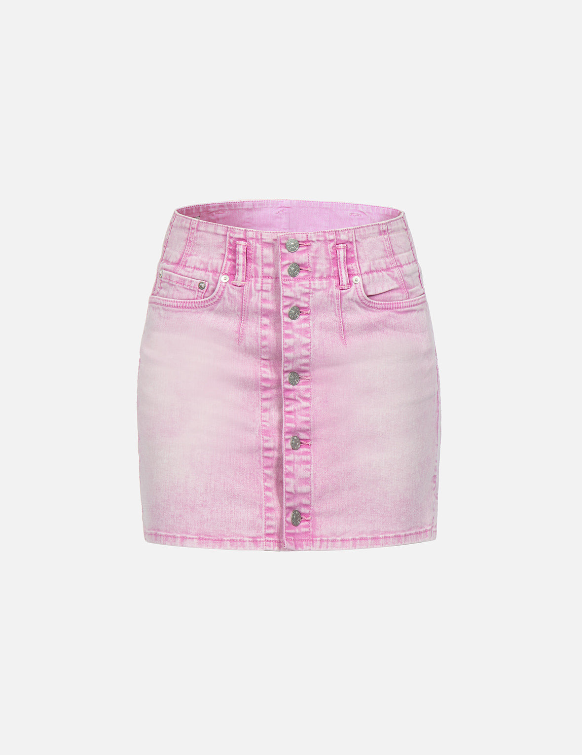 SEAGULL EMBROIDERY FUCHSIA DENIM SKIRT - 2