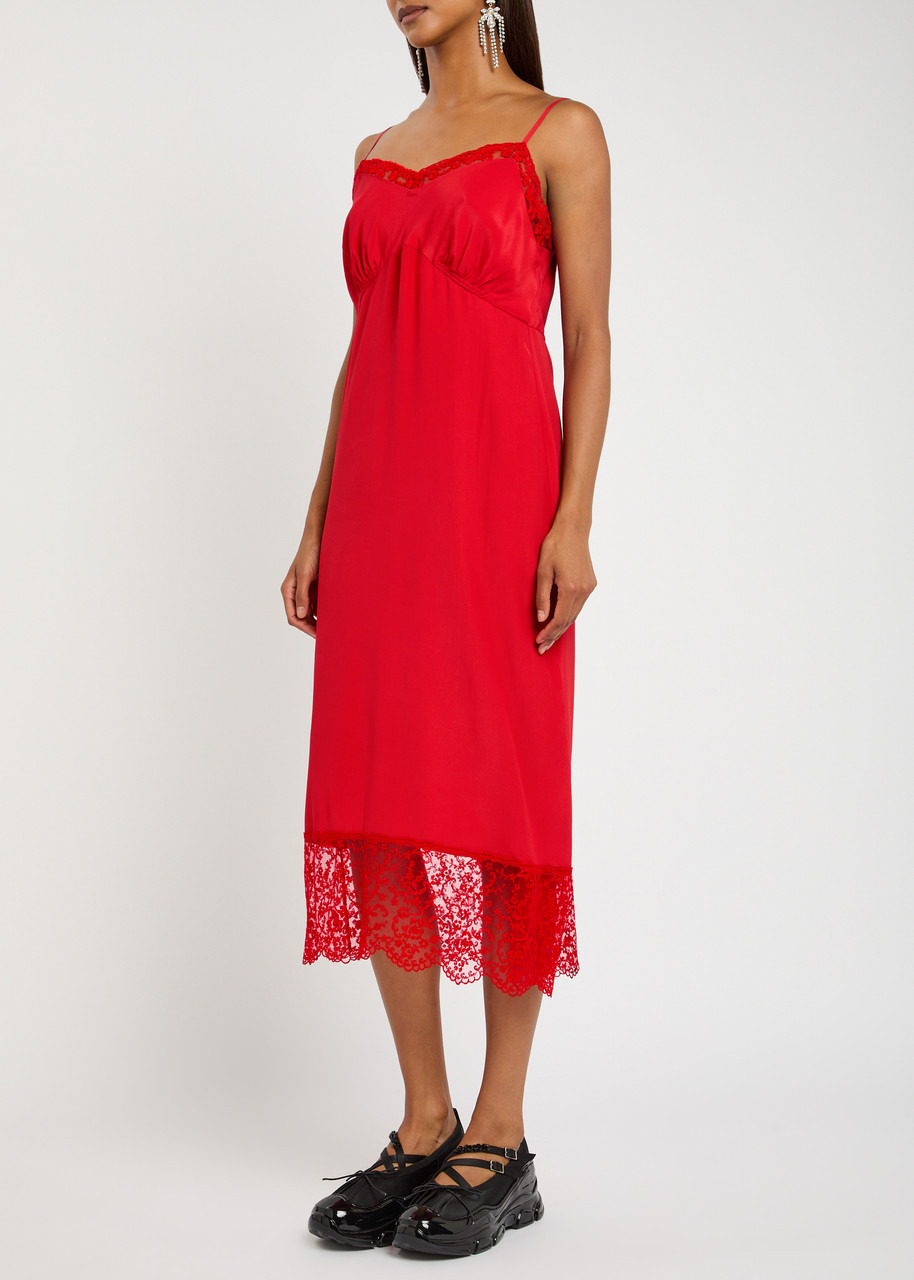 Simone Rocha Lace-trim Crepe de Chine Midi Slip Dress - 2