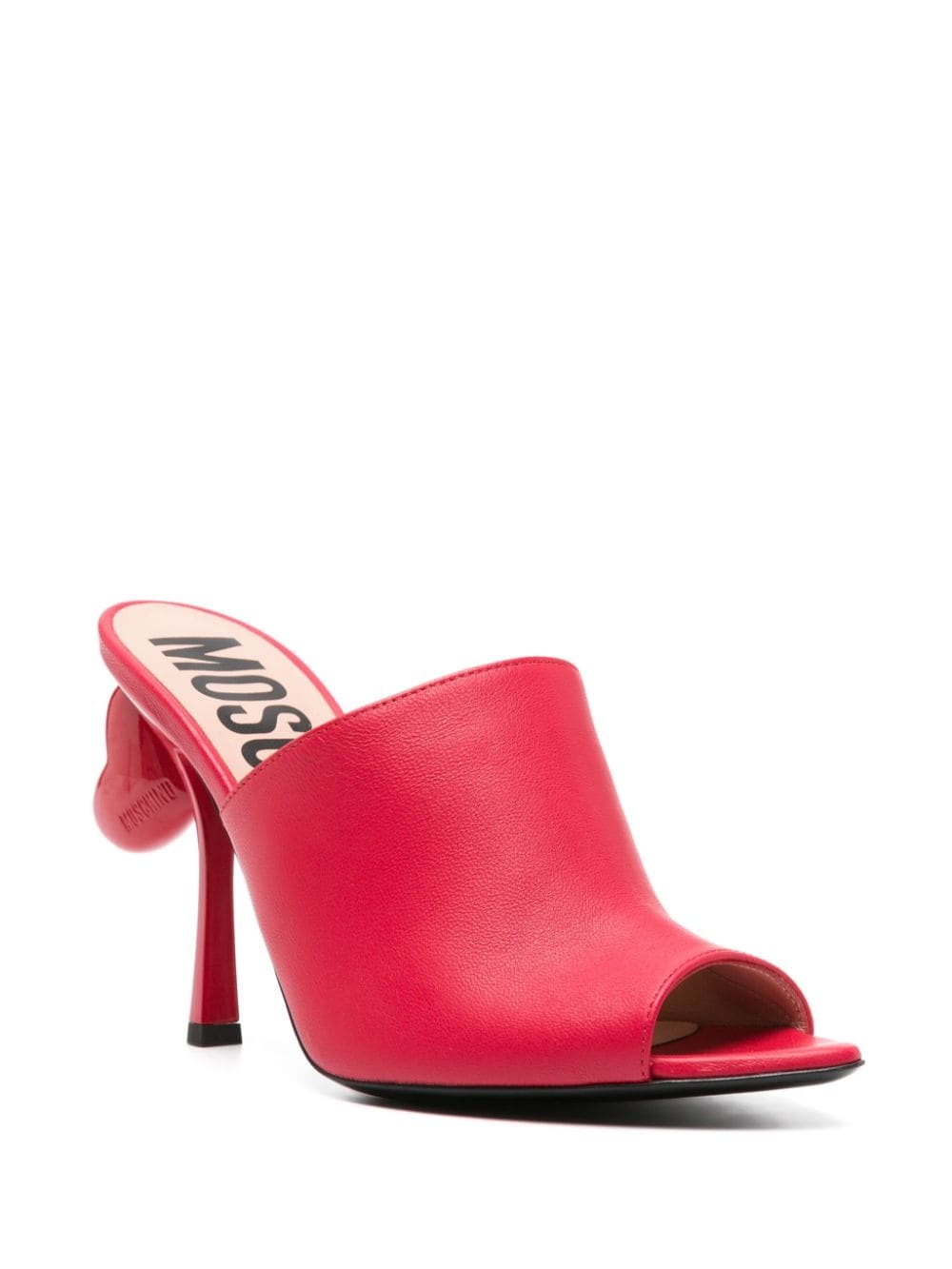 100mm heart-detail leather mules - 2