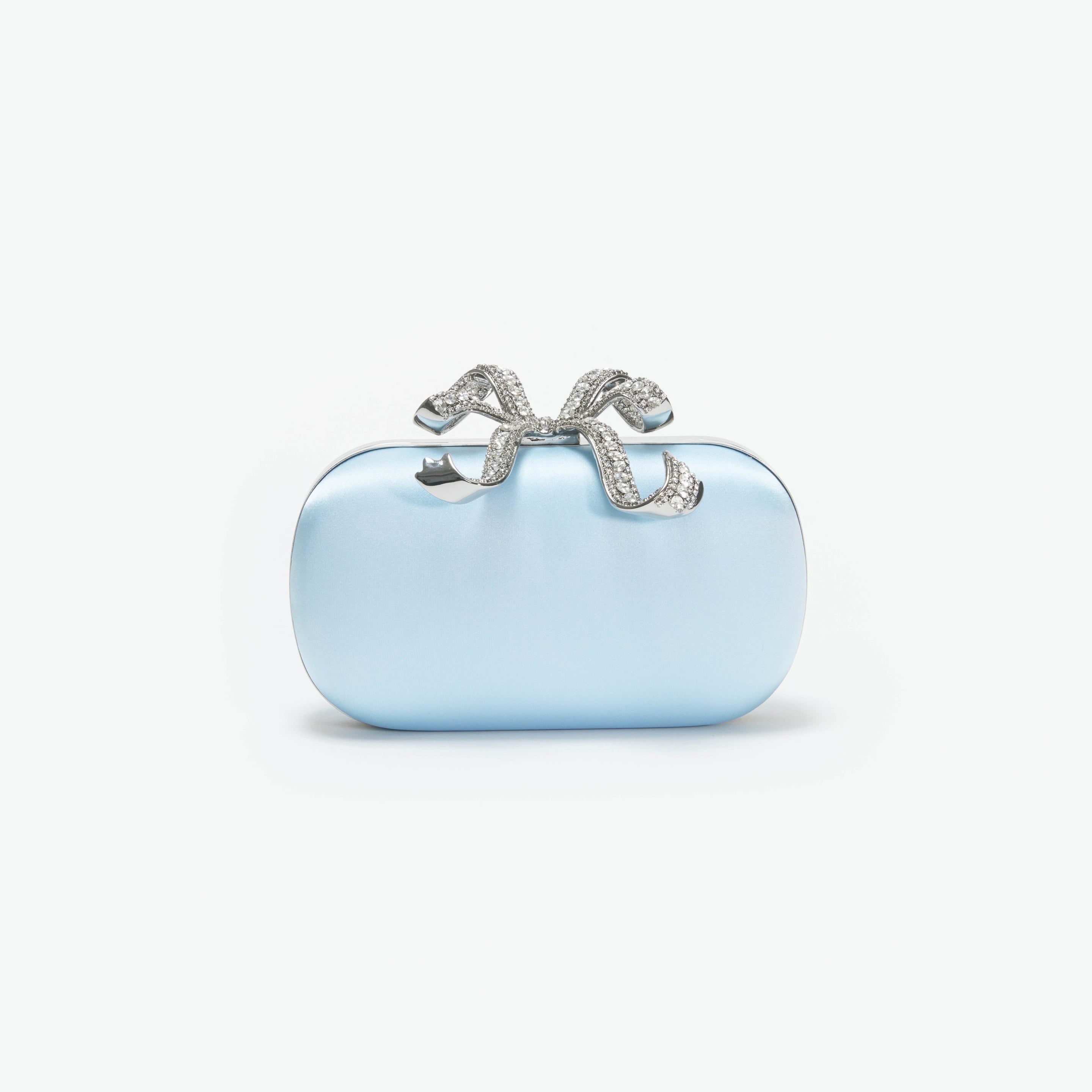 Blue Satin Bow Clutch - 1