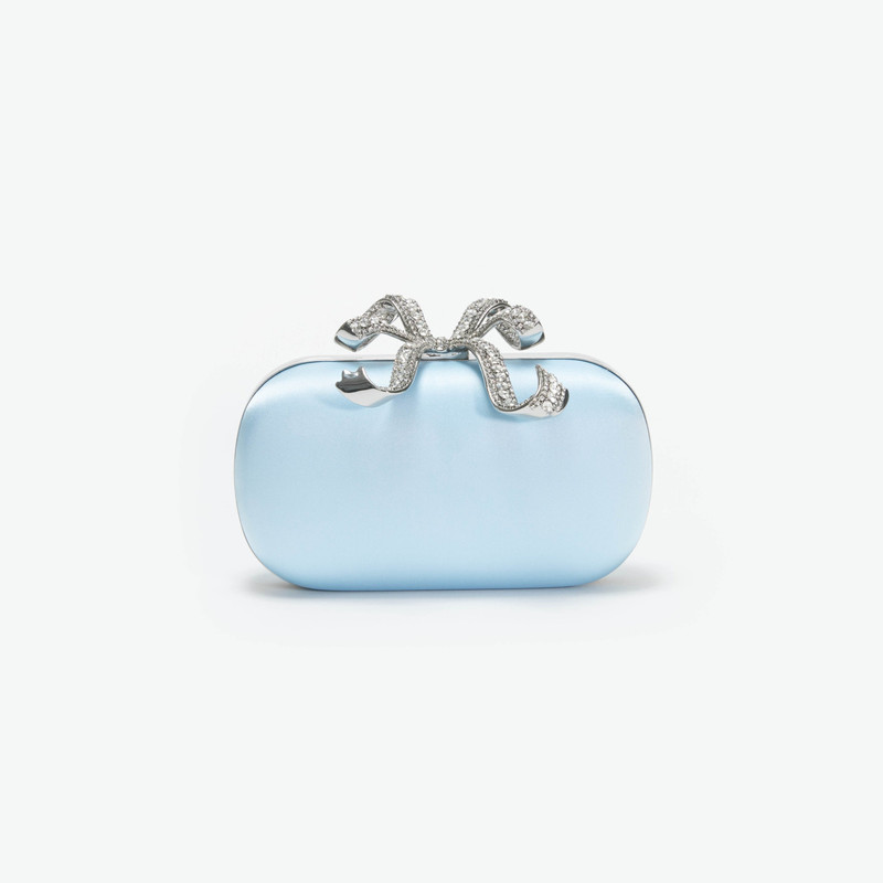 Blue Satin Bow Clutch 1