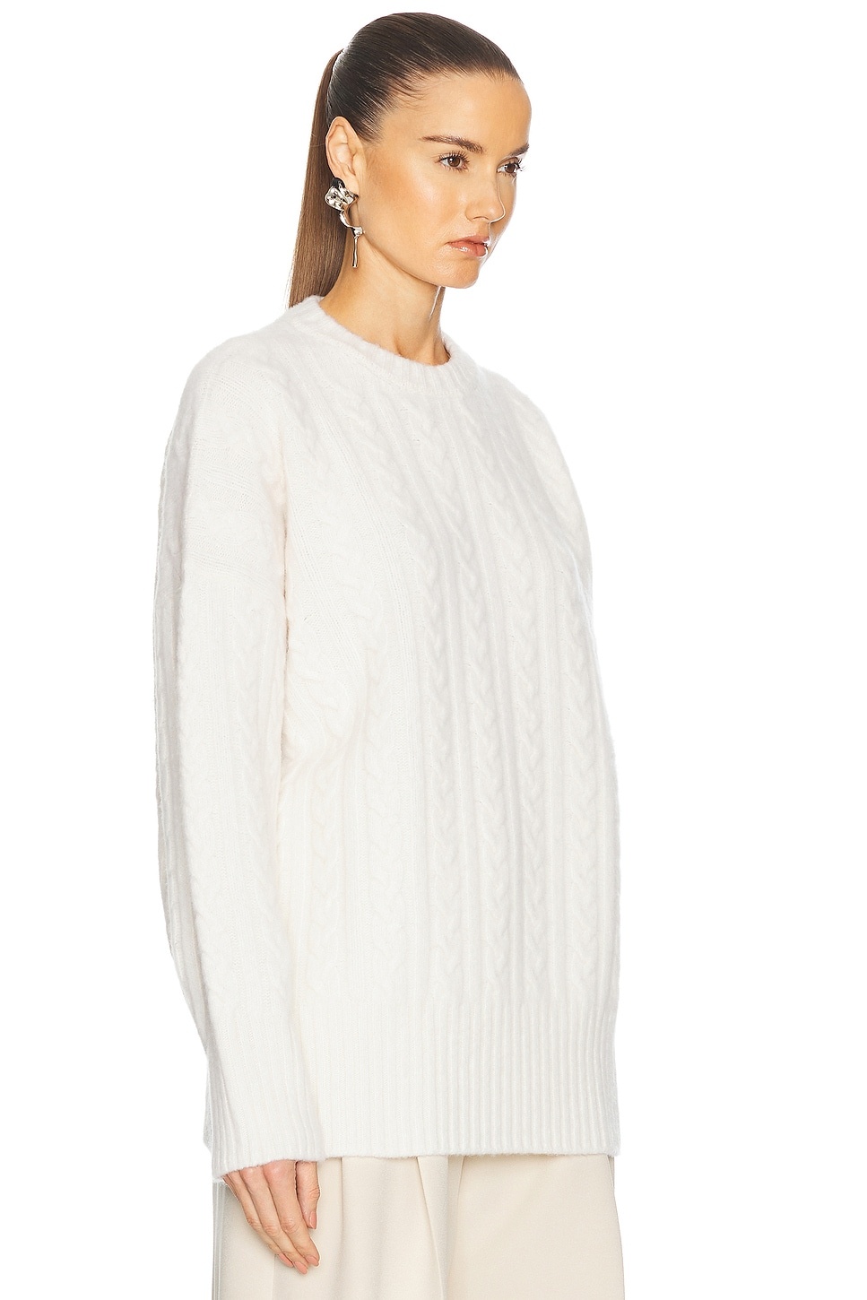 Relaxed Fit Cable Sweater - 2