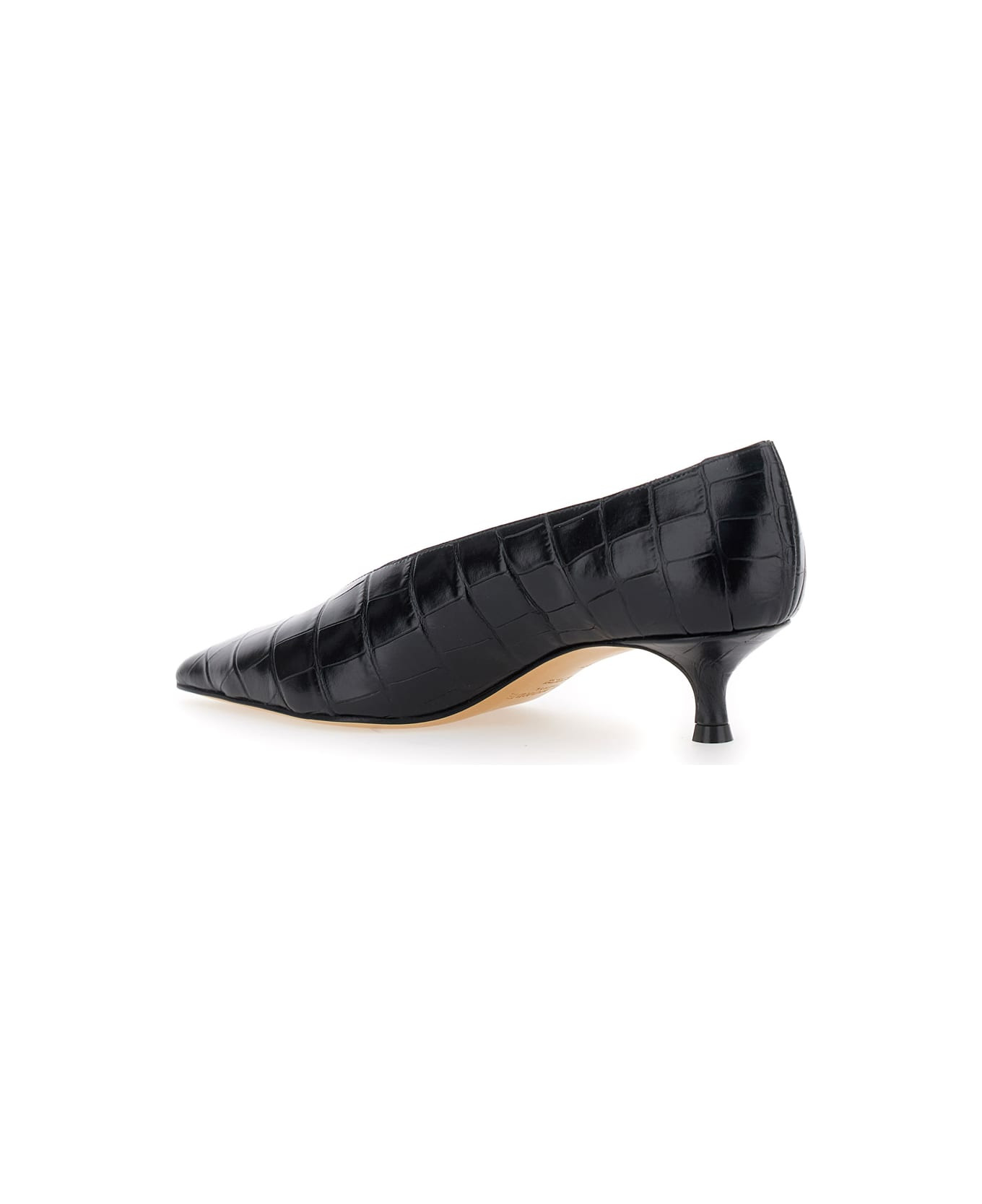Black Pumps With Kitten Heel In Patent Leather Woman - 3