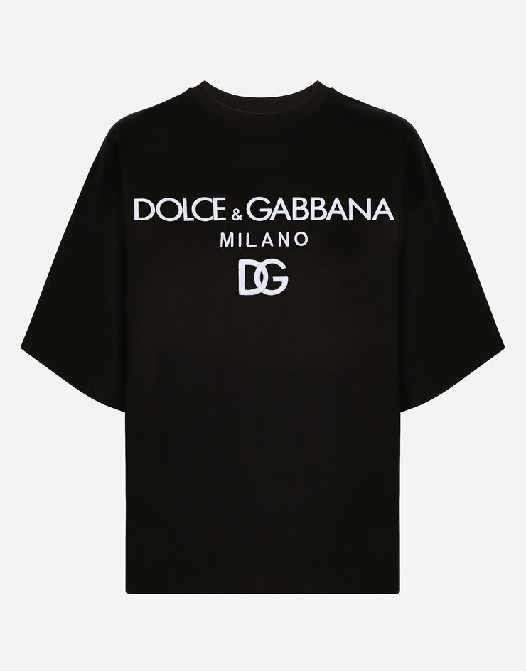 Jersey T-shirt with flocked logo print - 1