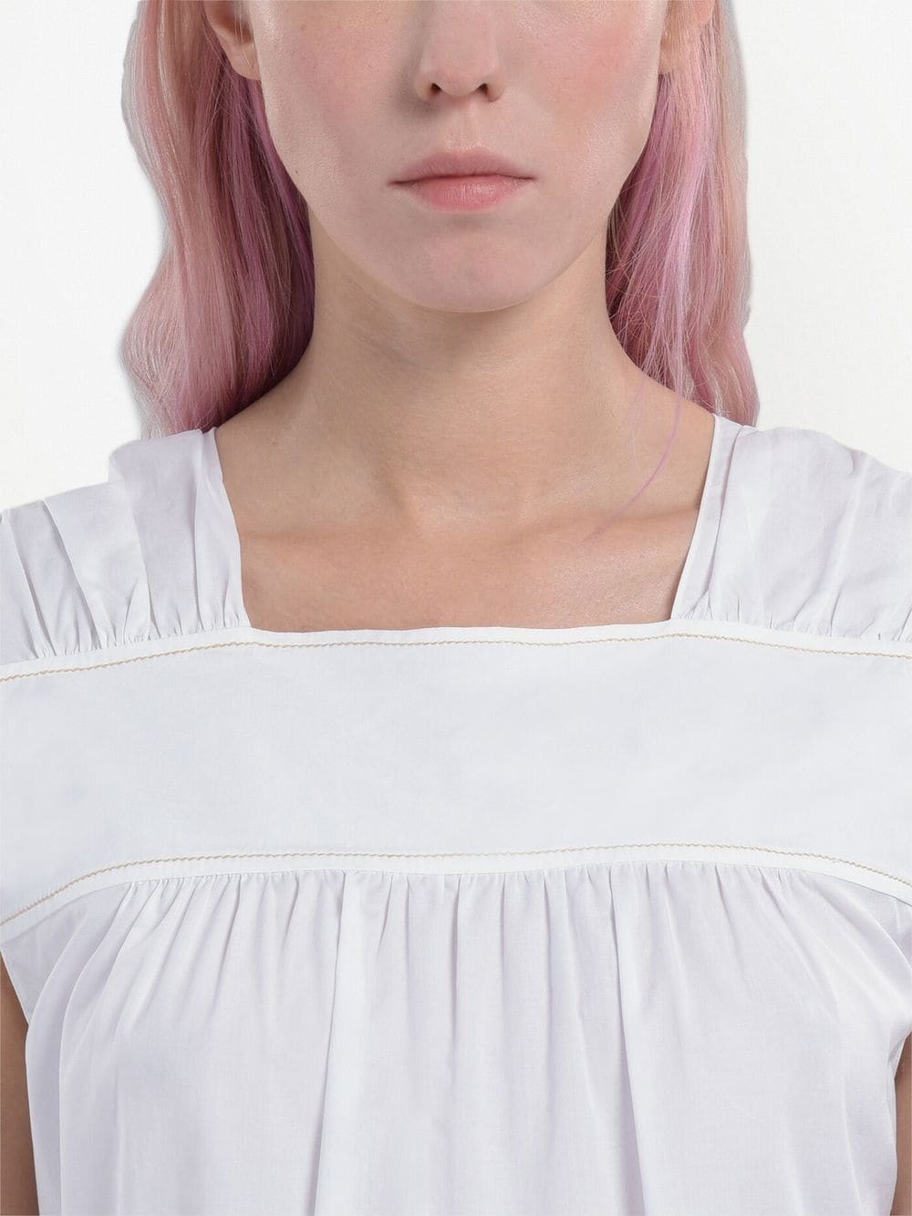 ruched sleeveless cotton top - 5