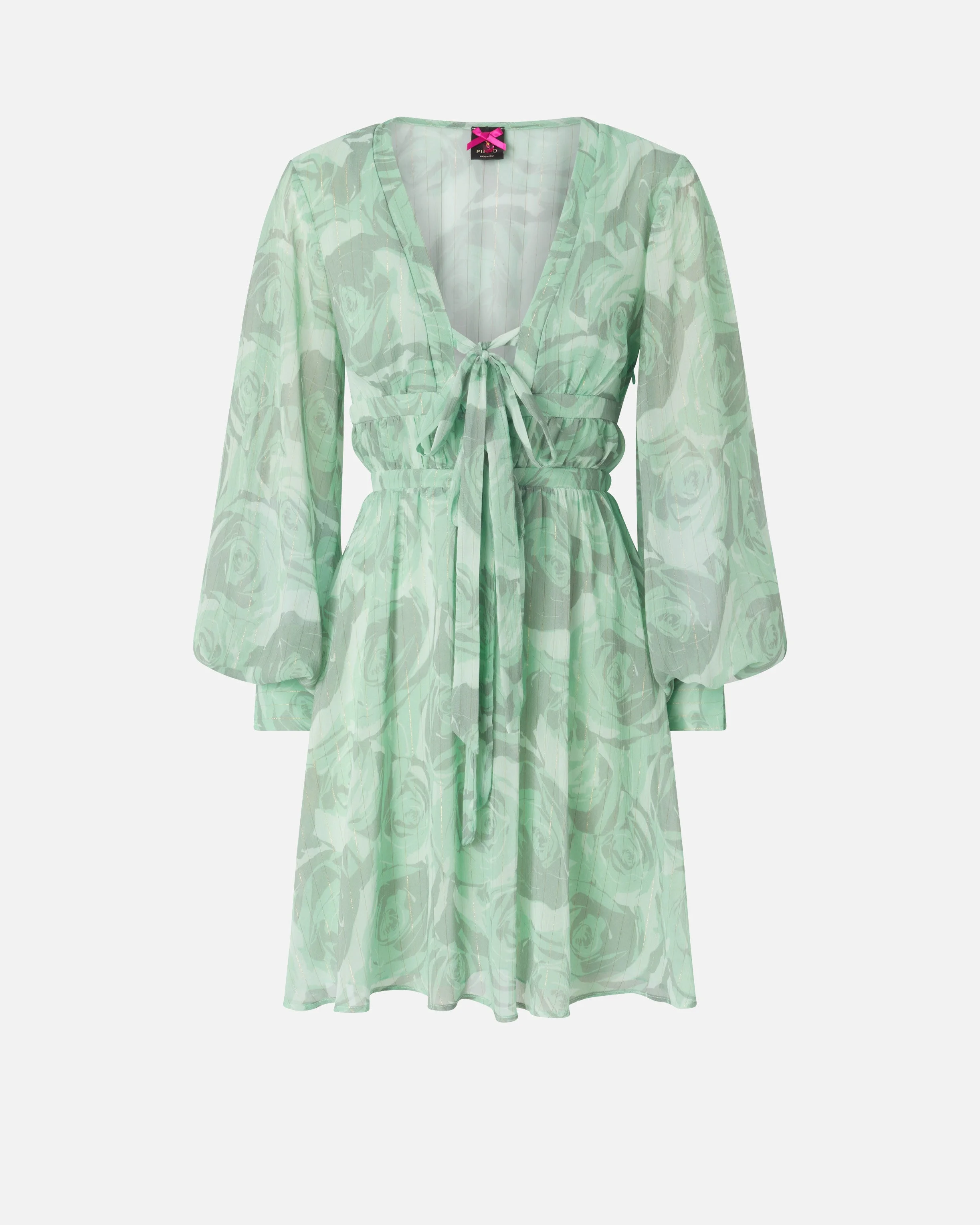 MINI DRESS WITH ROSE PRINT AND BOW - 1
