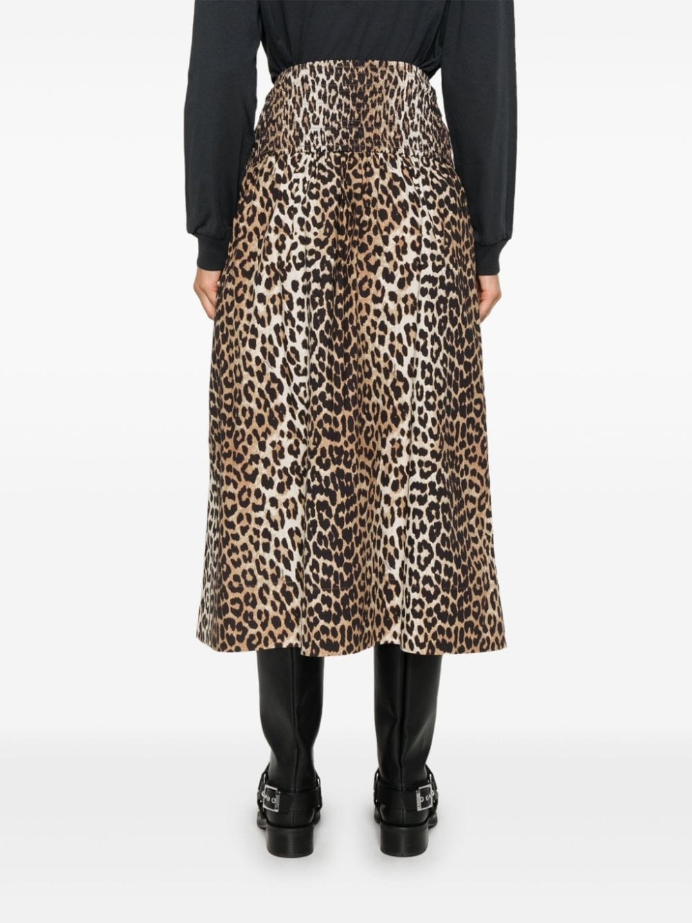 leopard-print midi skirt - 4
