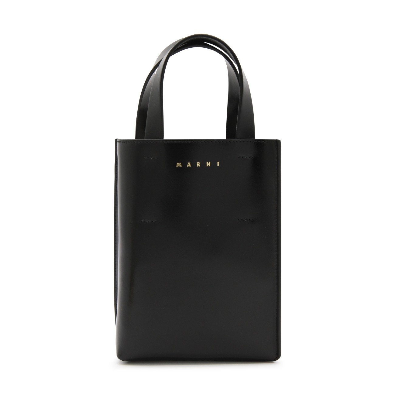 black leather museo nano bag - 1