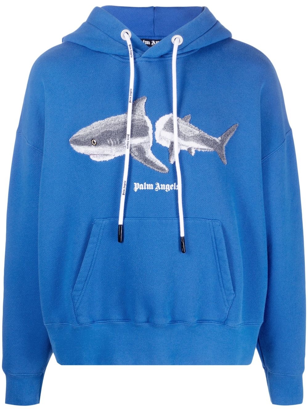 shark logo drawstring hoodie - 1