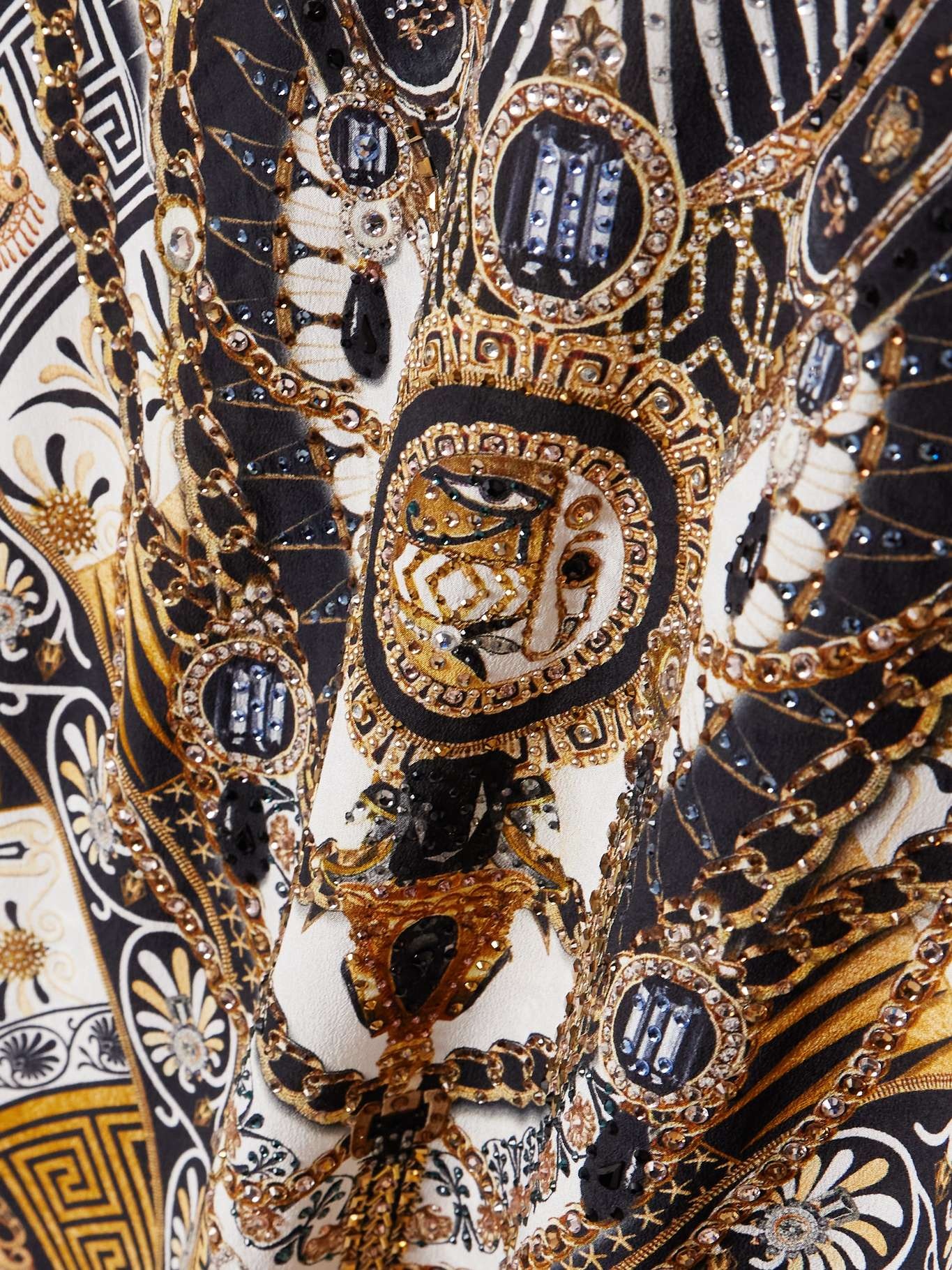 Temples of Dendara crystal-embellished printed silk-crepe kaftan Multi - 4