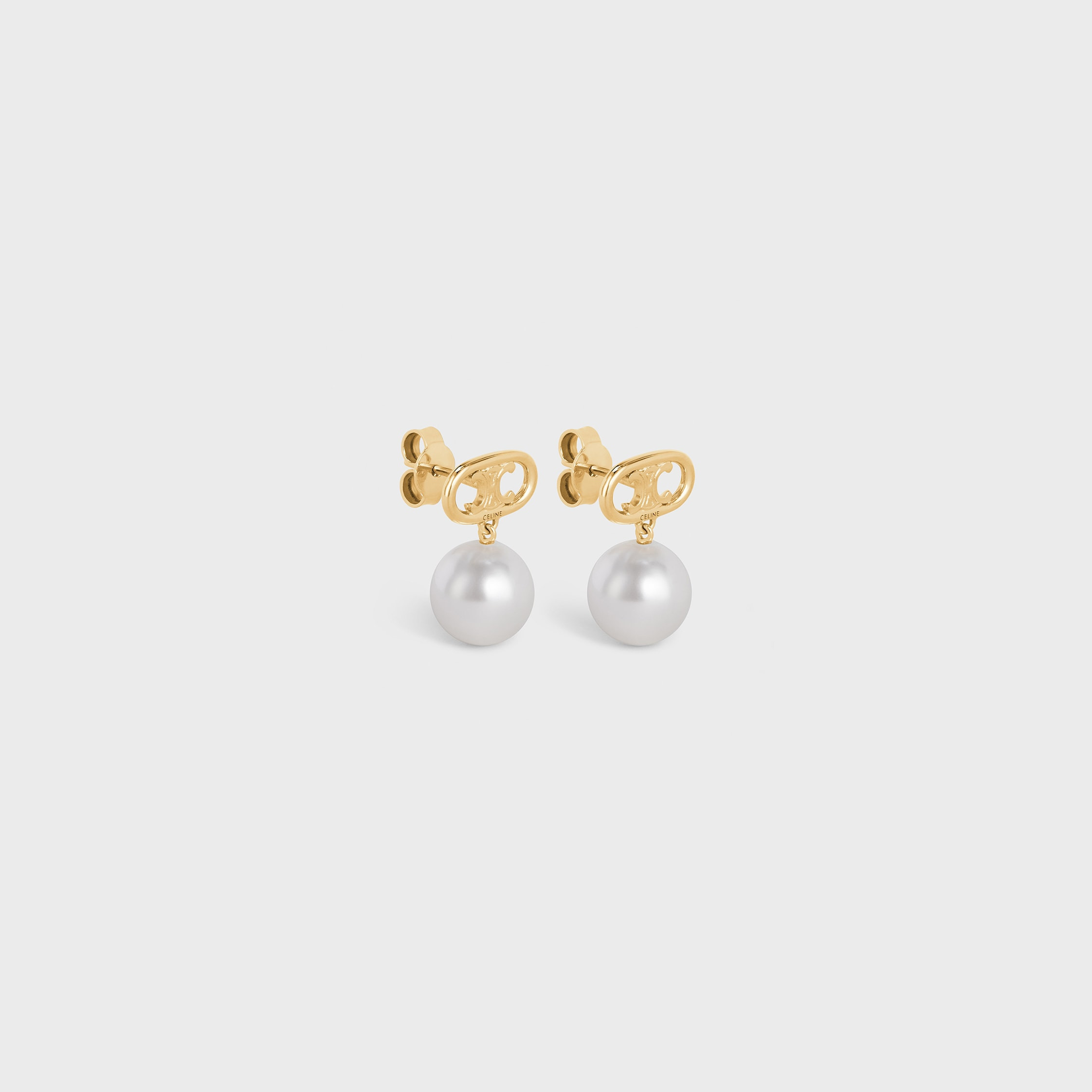 Triomphe Pearl Earrings in Brass with Gold Finish and Glass Pearls - 2