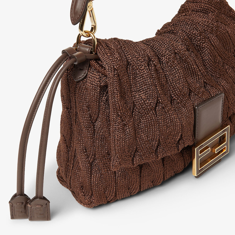 Mamma Baguette Medium Dark brown cable-knit bag 7