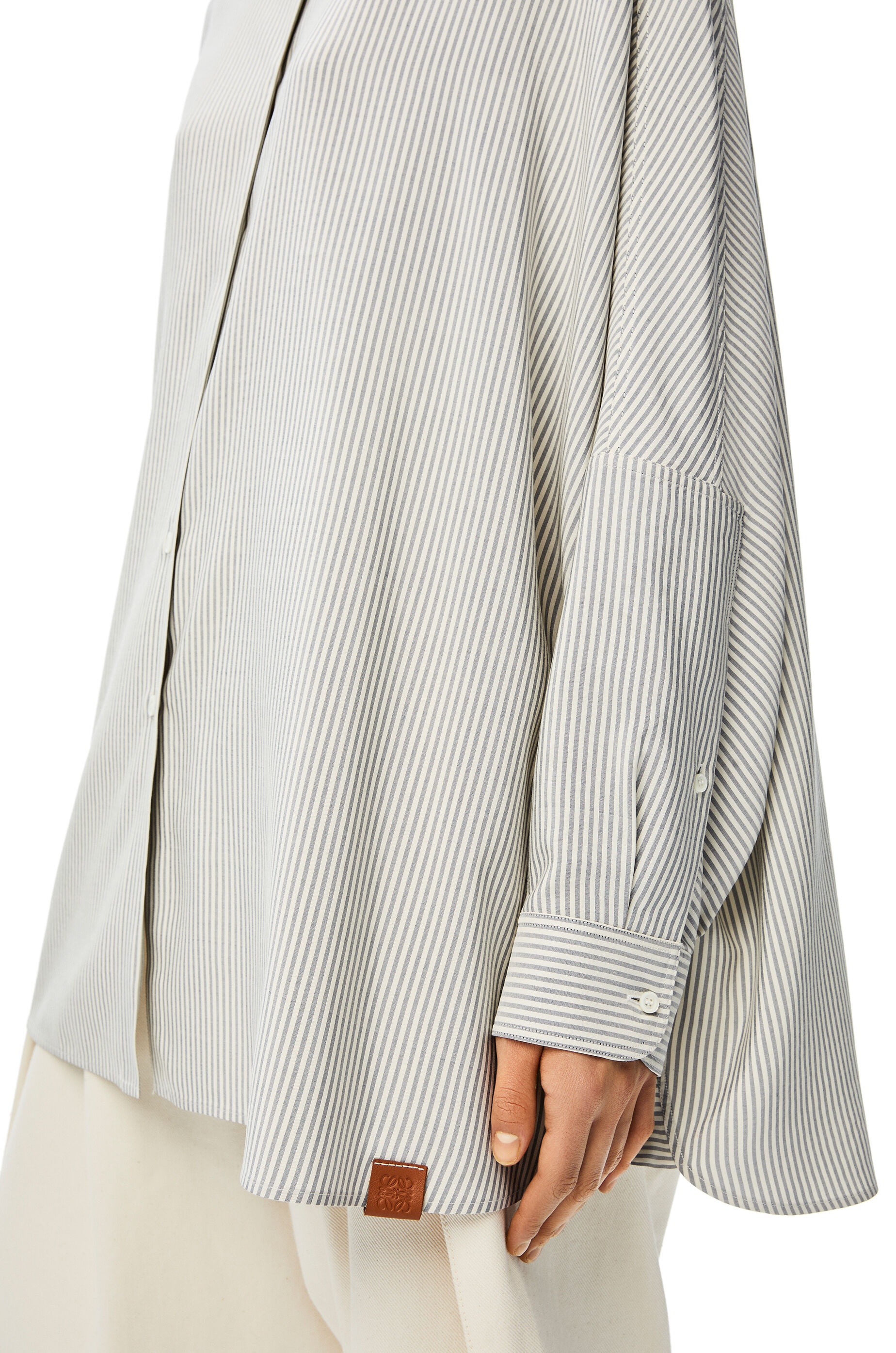 Batwing sleeve shirt in striped silk - 5