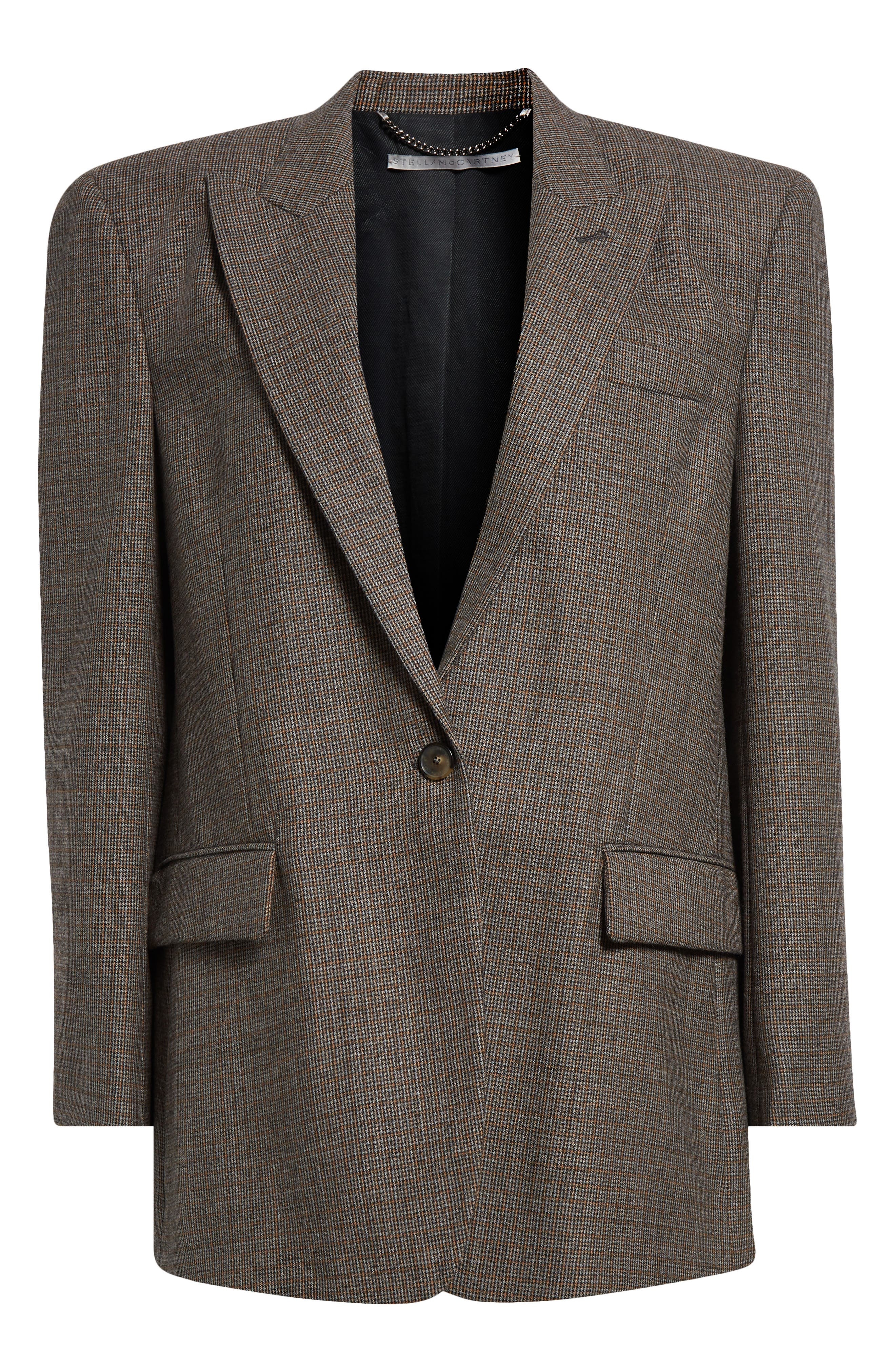 Stella McCartney Microhoundstooth Check Oversize Wool Blazer in 2425 - 7