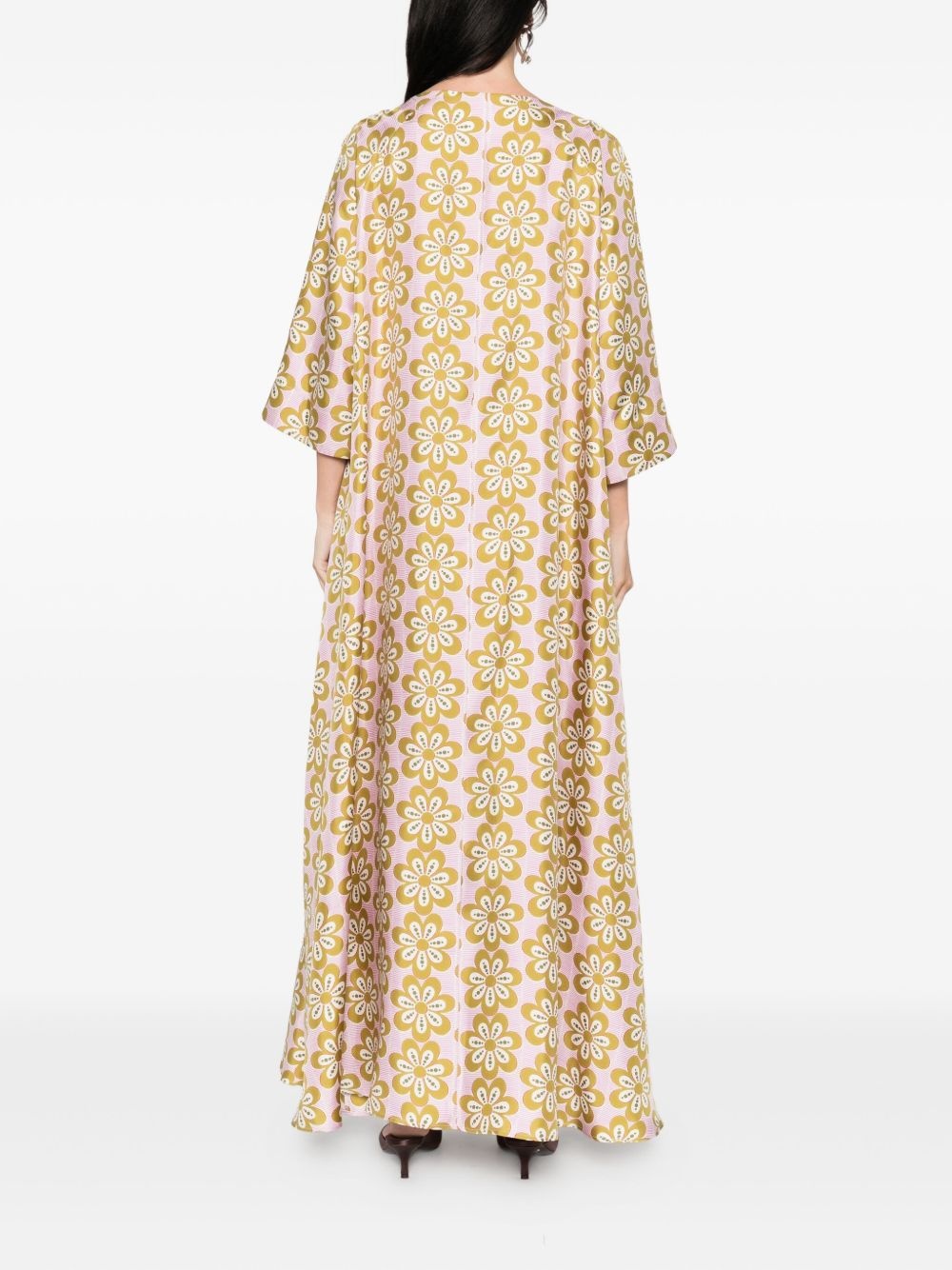 floral-print silk dress - 4