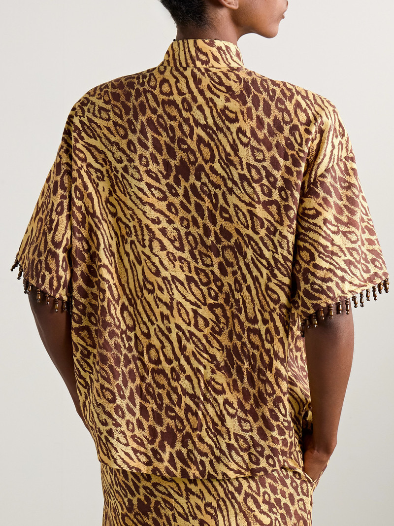 Coco Bead-embellished Leopard-print Cotton Shirt 3