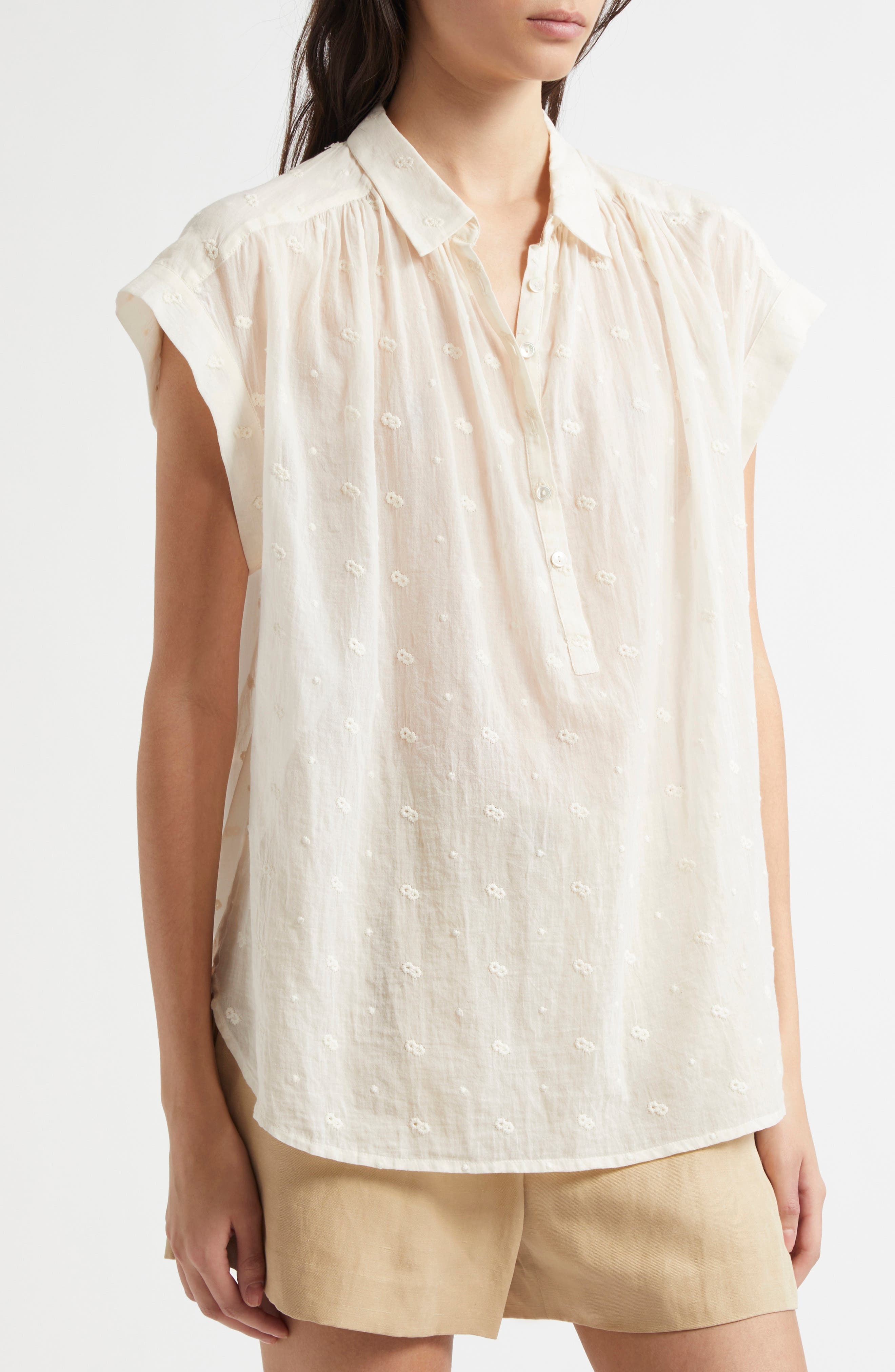 Nili Lotan Normandy Embroidered Shirt in Ivory at Nordstrom - 4