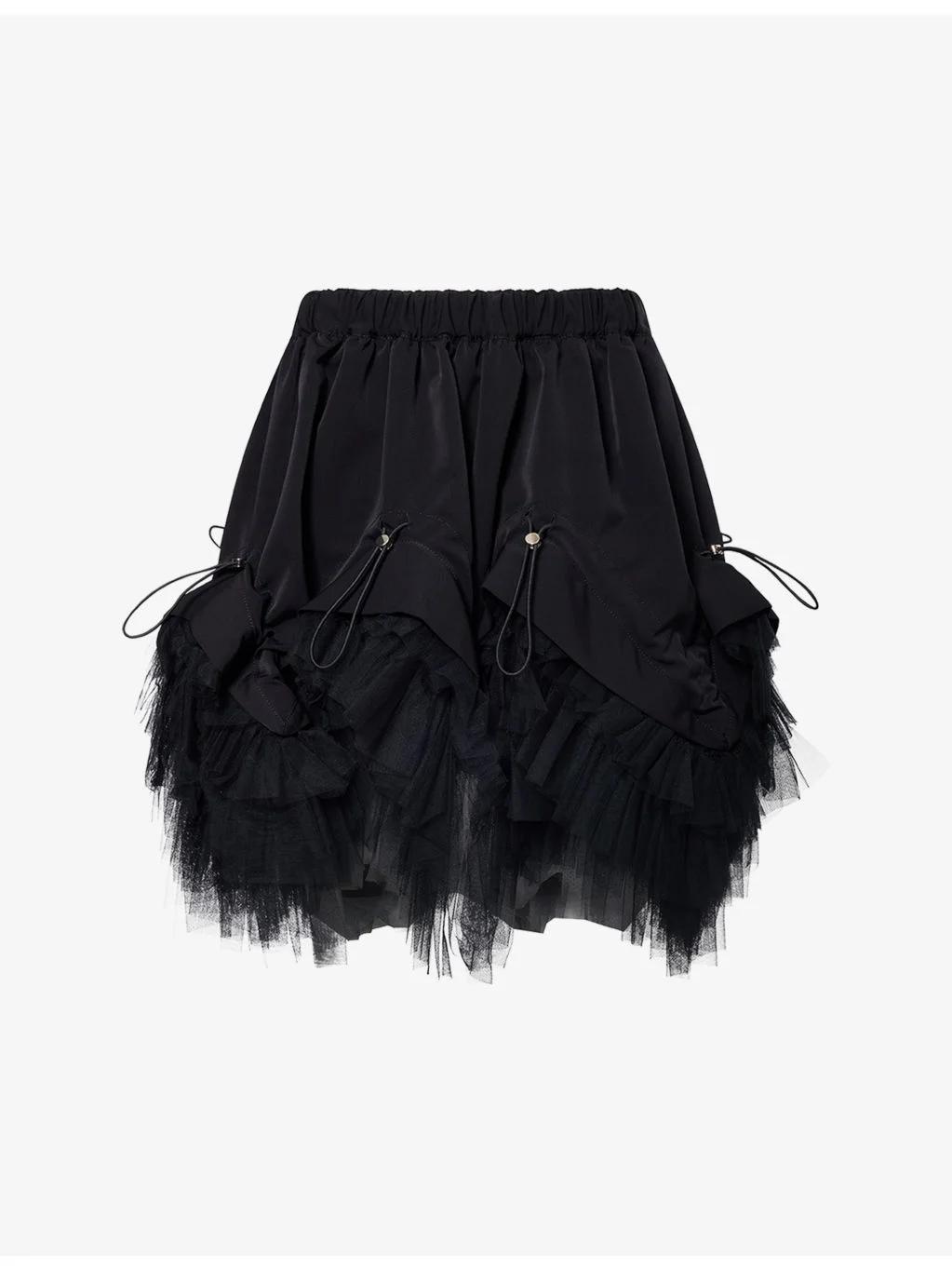 Drawstring Nylon-Tulle Mini Skirt - 1