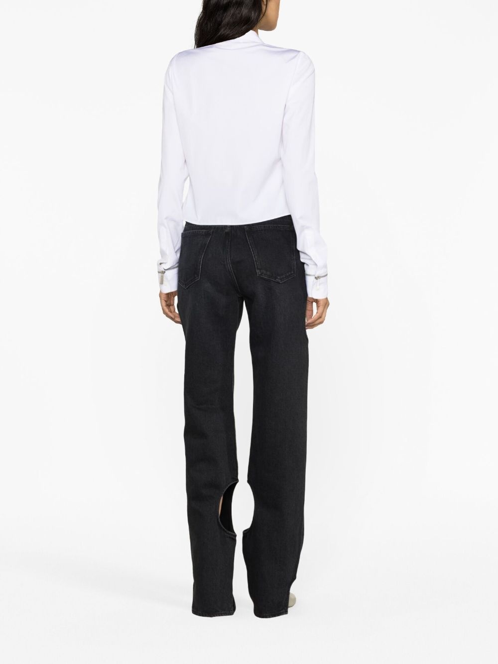 pointed-collar button-up shirt - 4