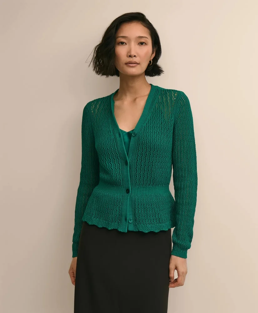 Cotton Pointelle Cardigan - 1