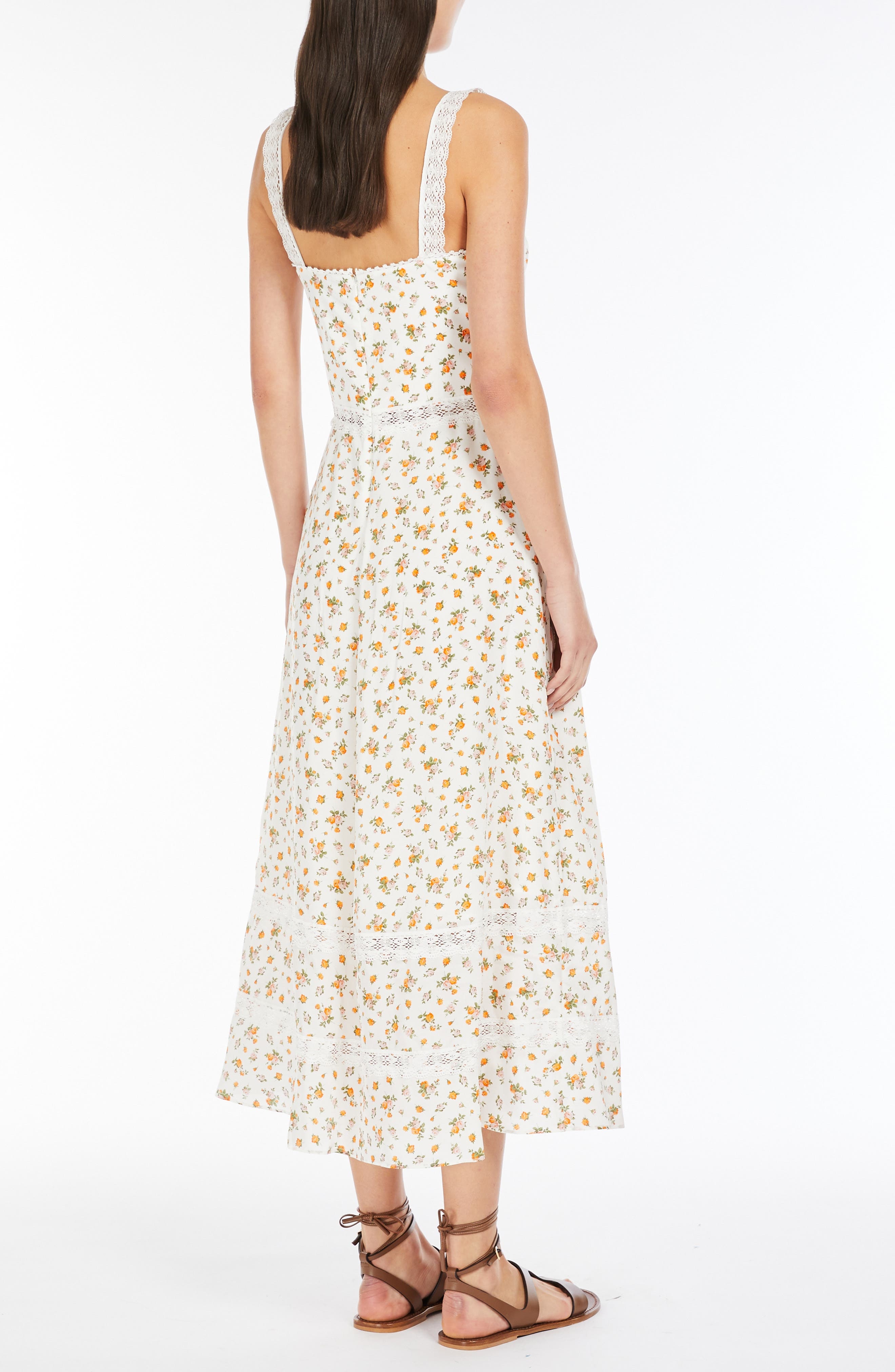 Weekend Max Mara Floral Lace Detail Silk Dress in White at Nordstrom - 2