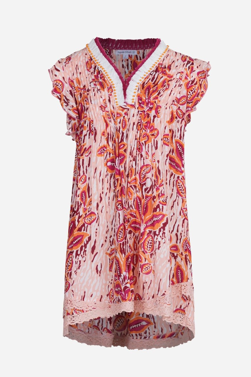 Mini Dress Sasha for girls - Pink Exotic Forest - 1