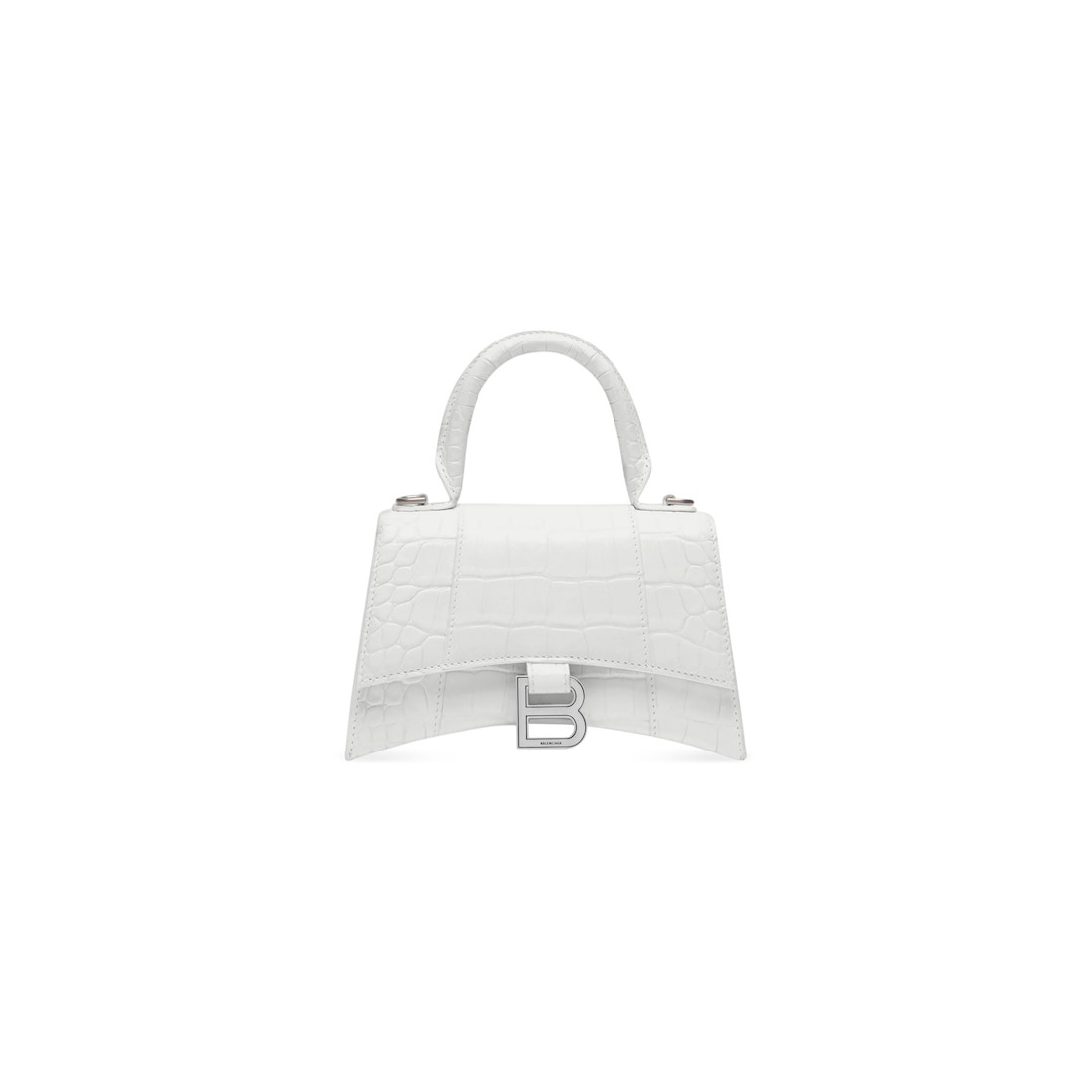 Women's Hourglass Xs Handbag Crocodile Embossed in White - 1
