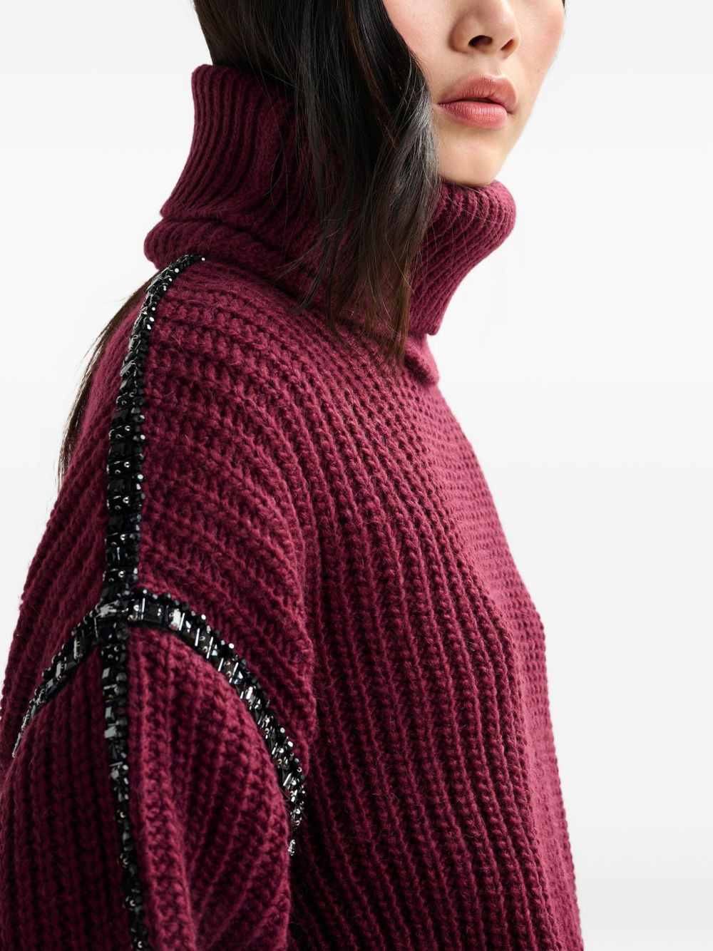 ribbed-knit crystal-embellishment sweater - 5