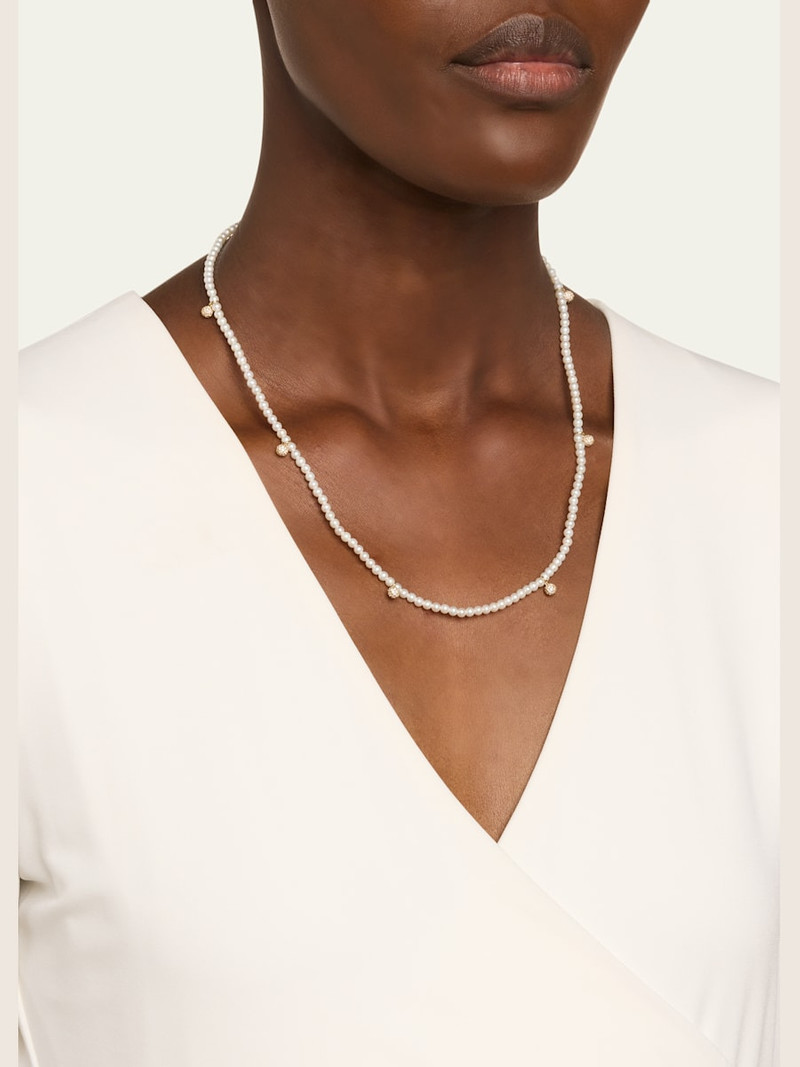 SYDNEY EVAN Diamond Pavé Balls on 3mm Freshwater Pearl Bracelet outlook