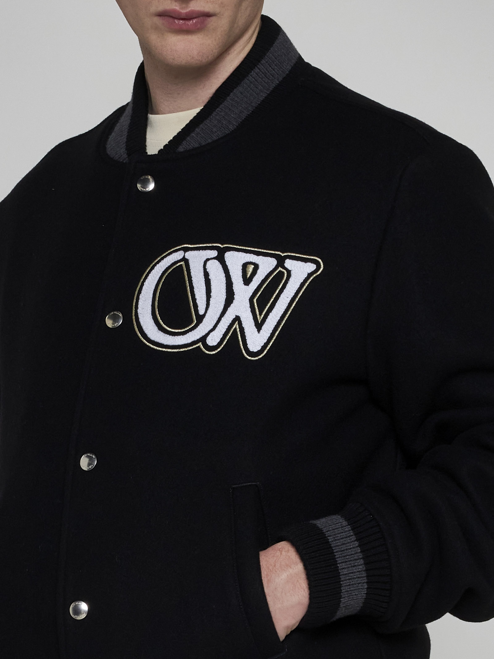 OW logo wool-blend varsity jacket - 5