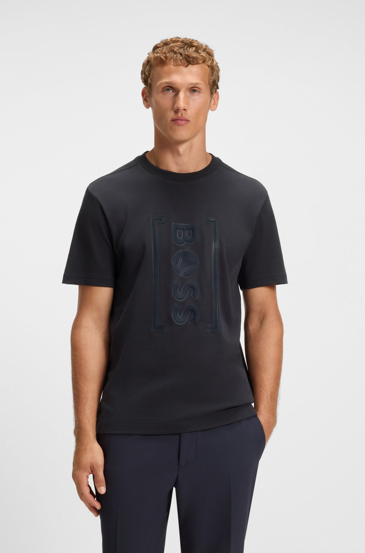 RELAXED-FIT T-SHIRT WITH TENNIS-INSPIRED MESH-PRINT LOGO - 2