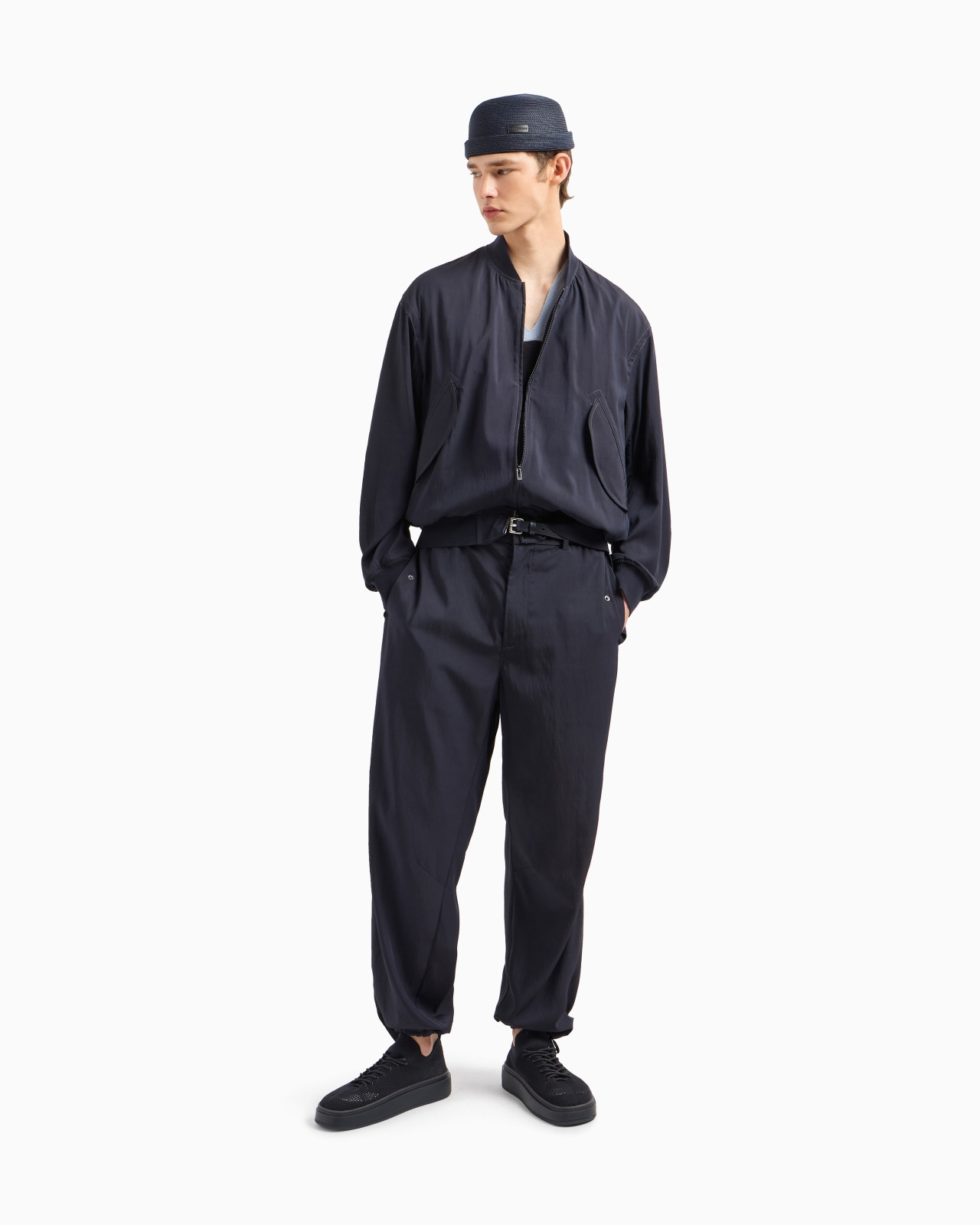 VISCOSE-NYLON BLOUSON WITH BOMBER-JACKET COLLAR - 2