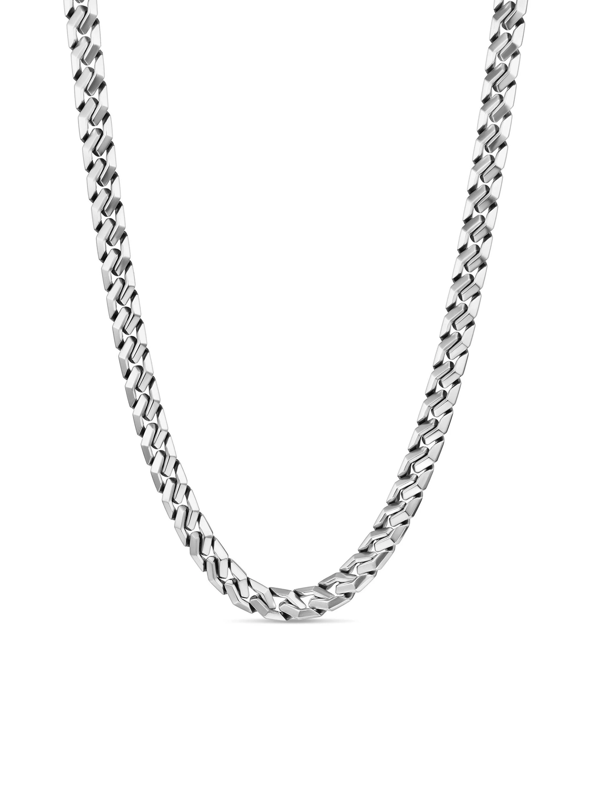 Men's Curb Chain Angular Link Necklace in Sterling Silver, 8.7MM - Silver - 1