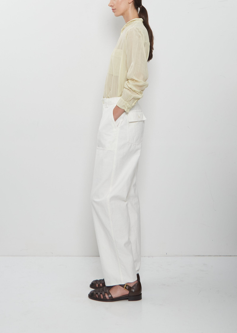 Brushed Cotton Back Satin Baker Pants — White 2