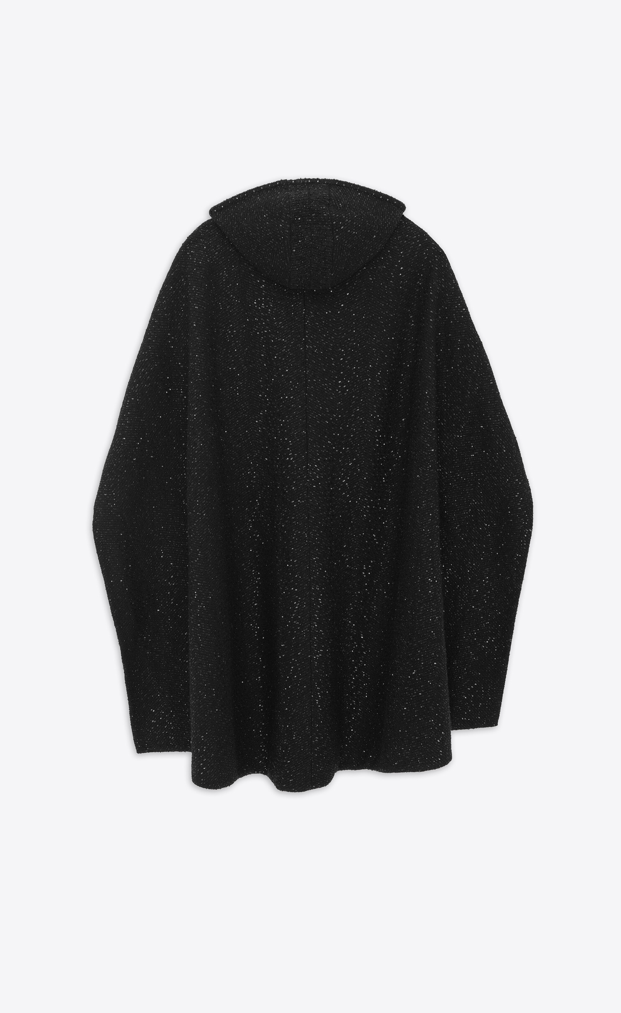 cape coat in sequined chevron tweed - 2