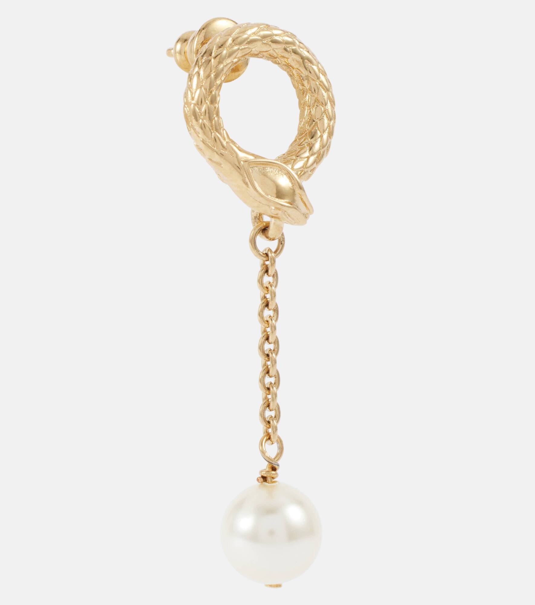 Chloé Snake faux pearls drop earrings - 2