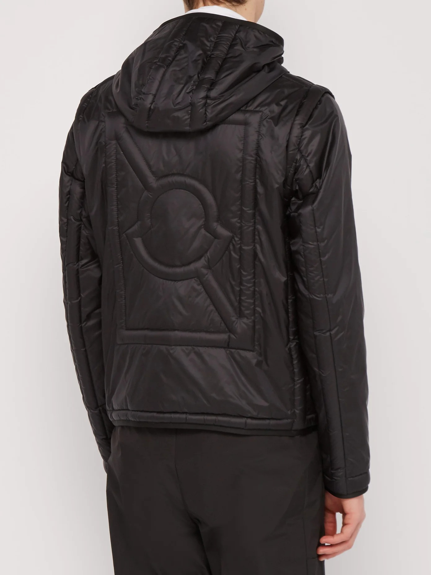 Hooded quilted-logo down jacket - 3