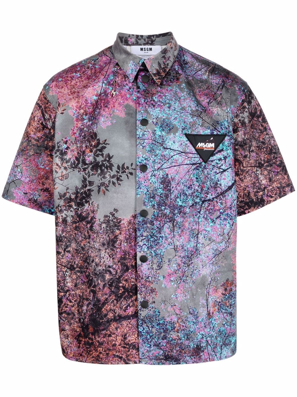 trees-print short-sleeve shirt - 1