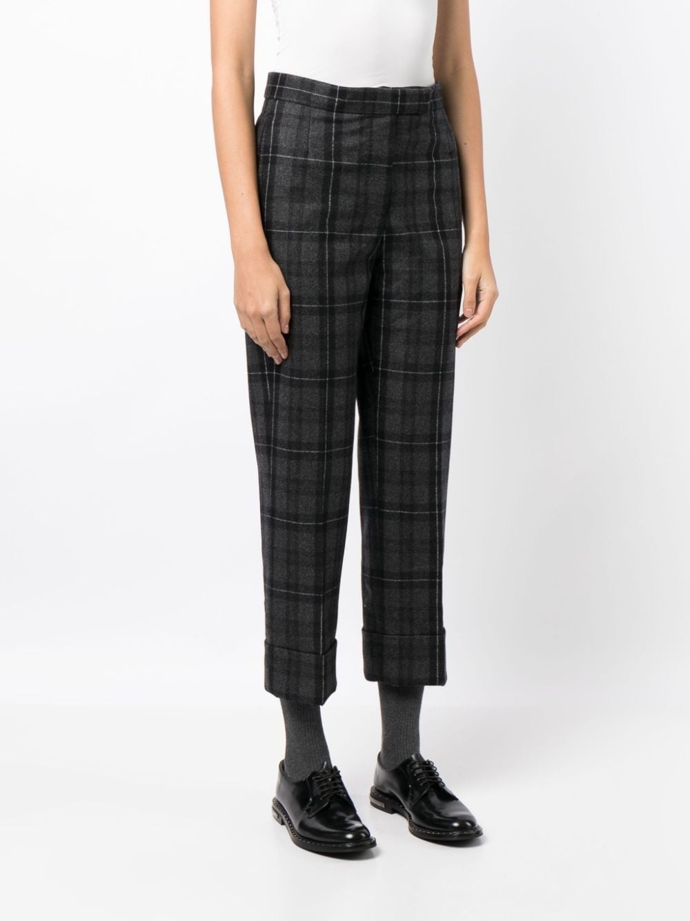 check-pattern cropped trousers - 3
