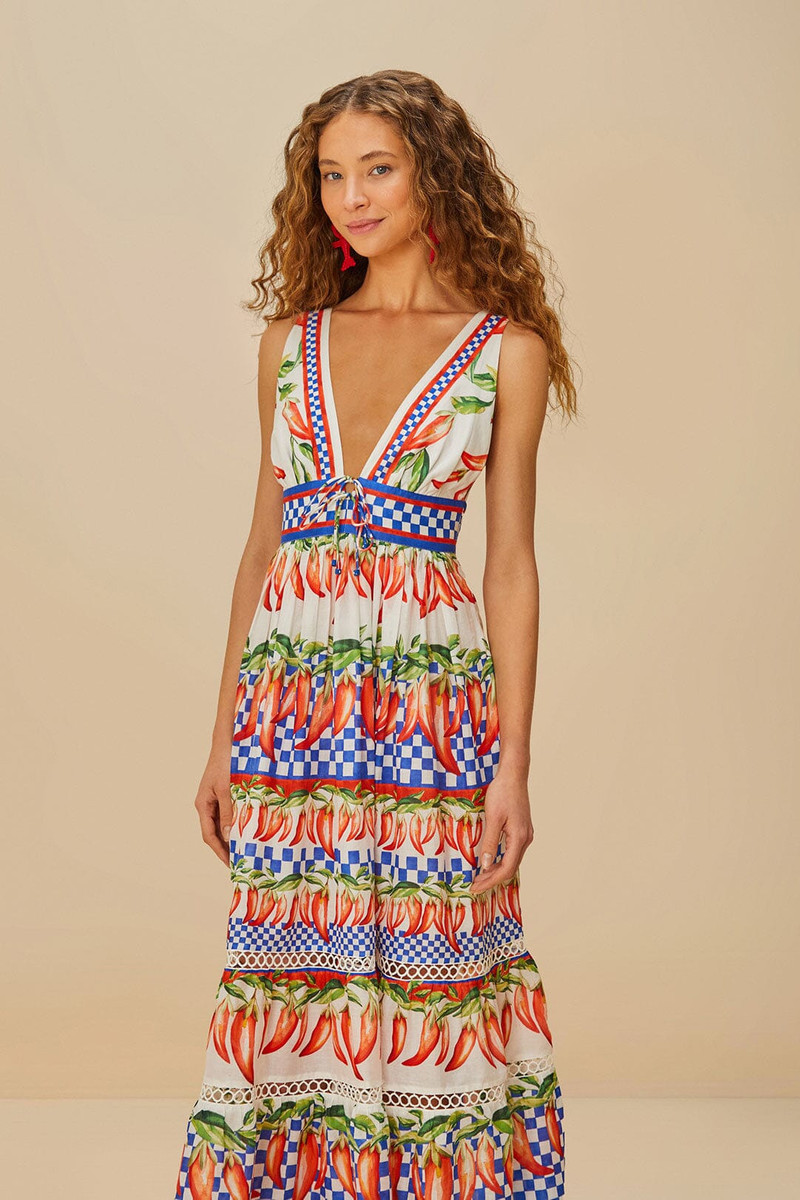 FARM RIO Off-White Picnic Peppers Ainika Midi Dress outlook