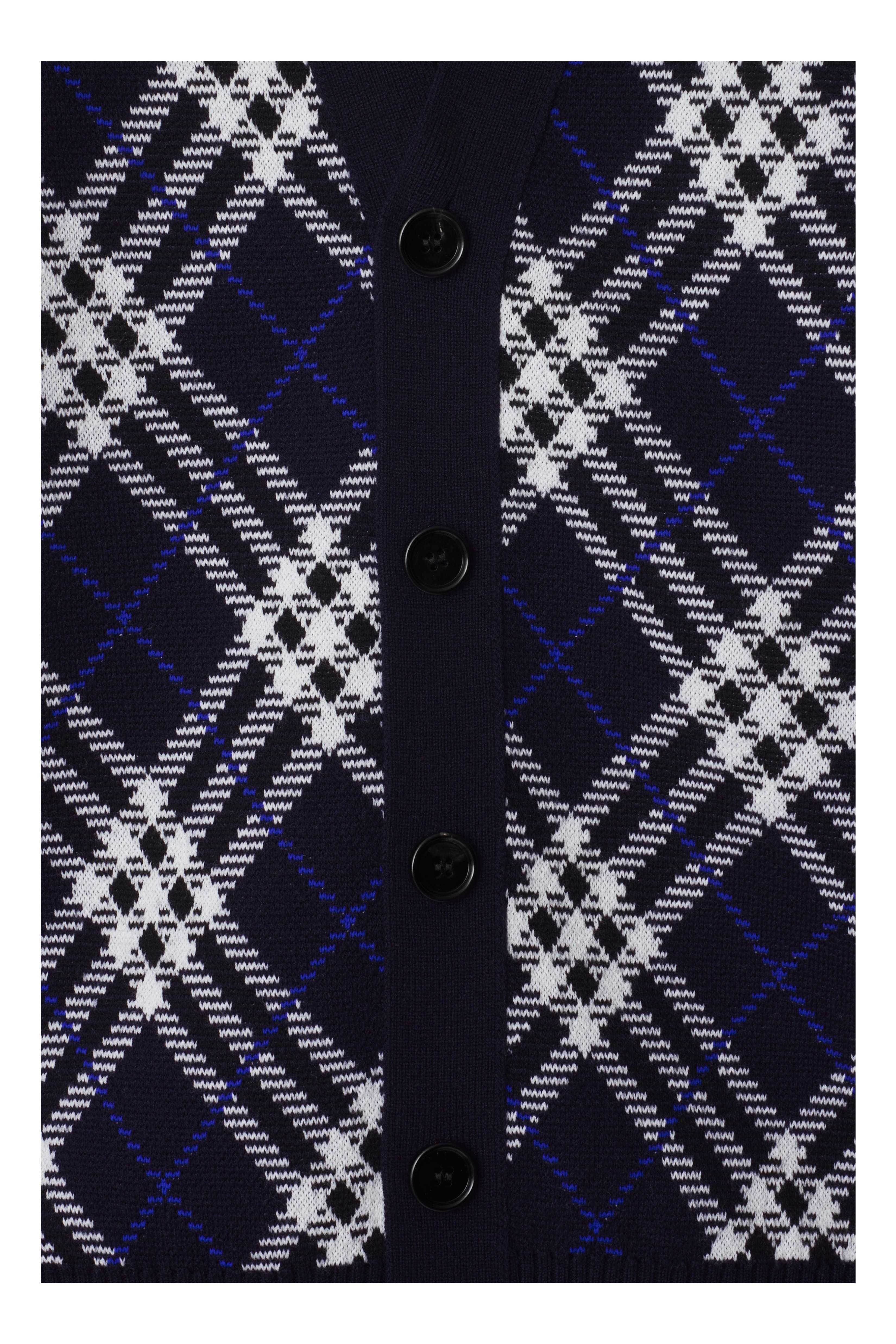 burberry Check Wool Blend Cardigan in Ink Blue at Nordstrom - 5