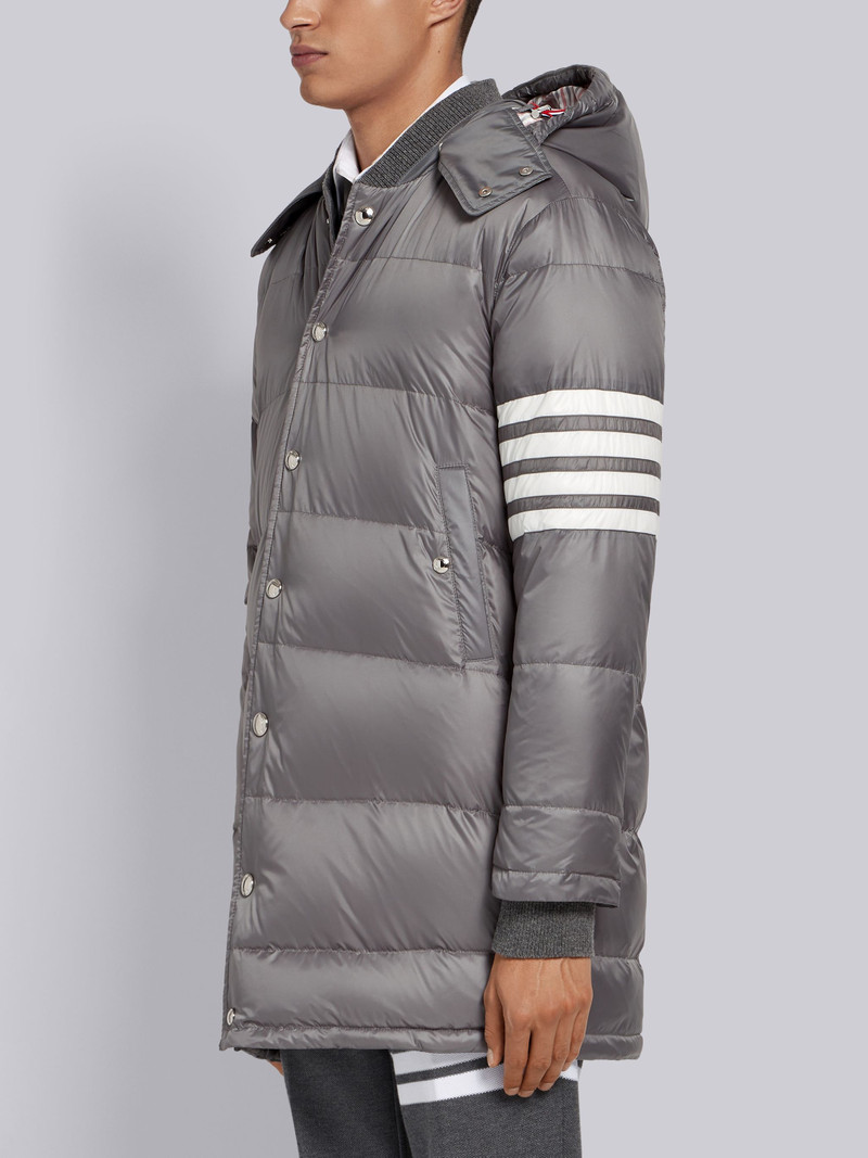 Thom Browne Medium Grey Matte Nylon 4-Bar Down Coat outlook