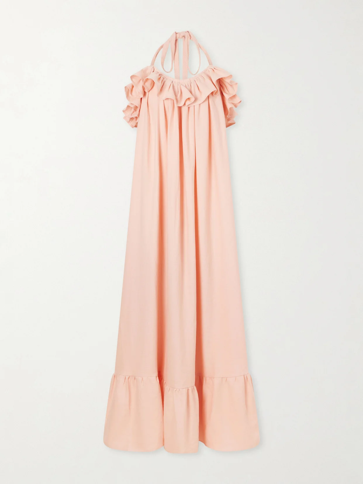 Ruffled Striped Cotton Maxi Dress - 1