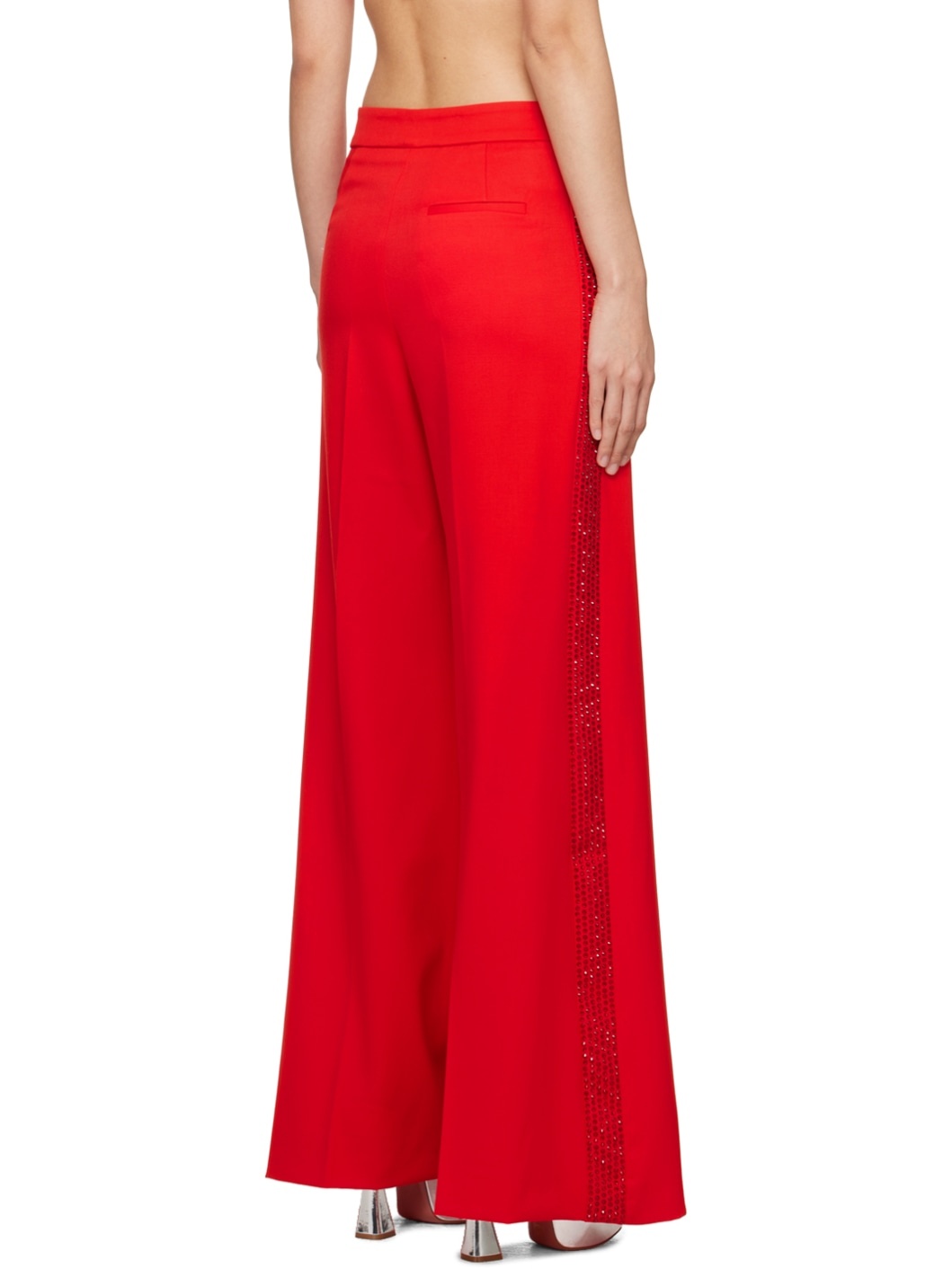 Red Crystal-Cut Trousers - 3