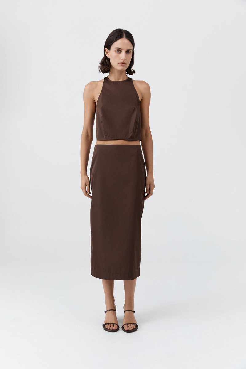 ST. AGNI Paper Taffeta Column Skirt - Mocha outlook