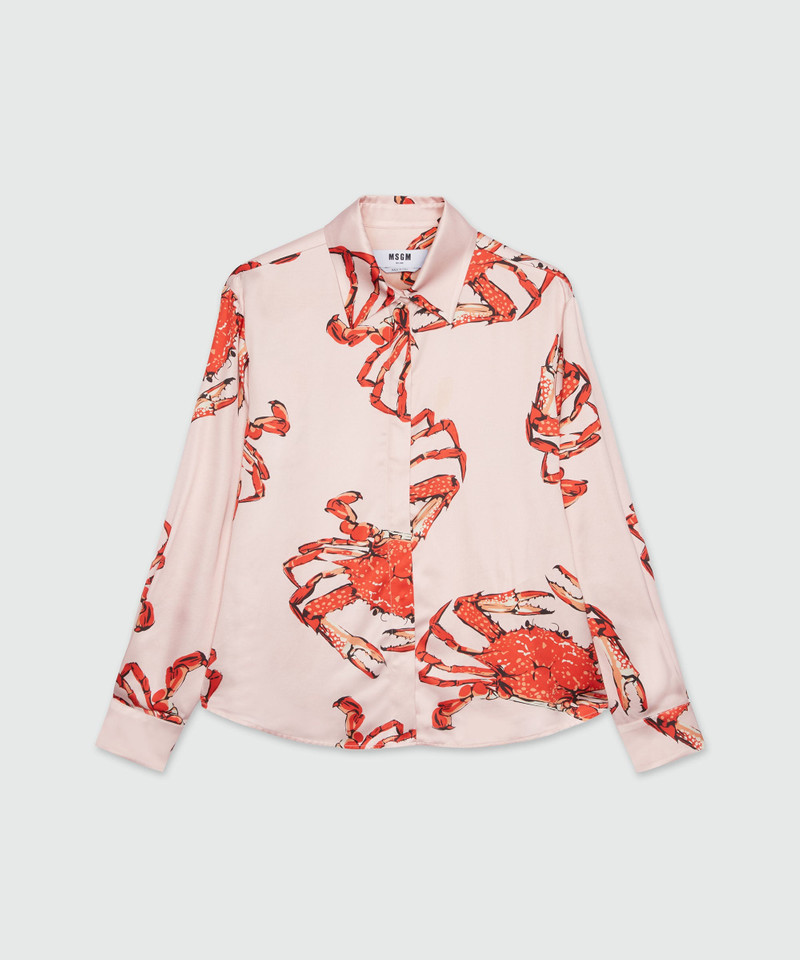 Pink satin shirt with "King crab" print - 1