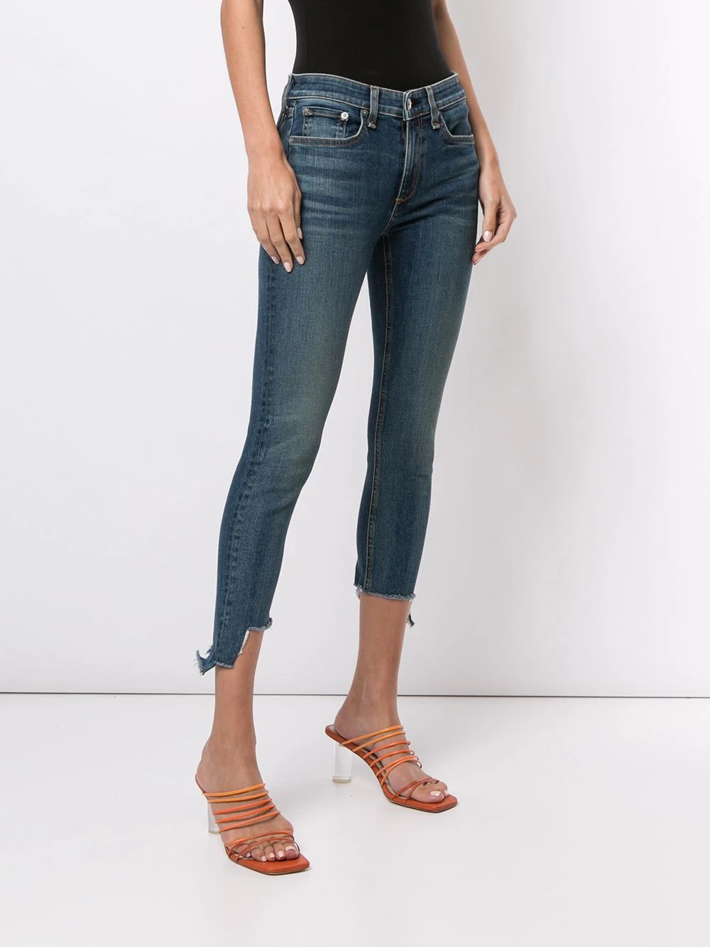 asymmetric skinny cropped jeans - 3