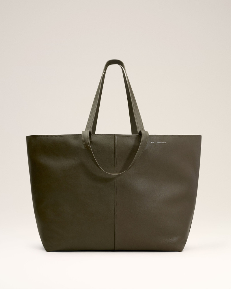 GREEN LEATHER MIDI MAXI TOTE BAG 1