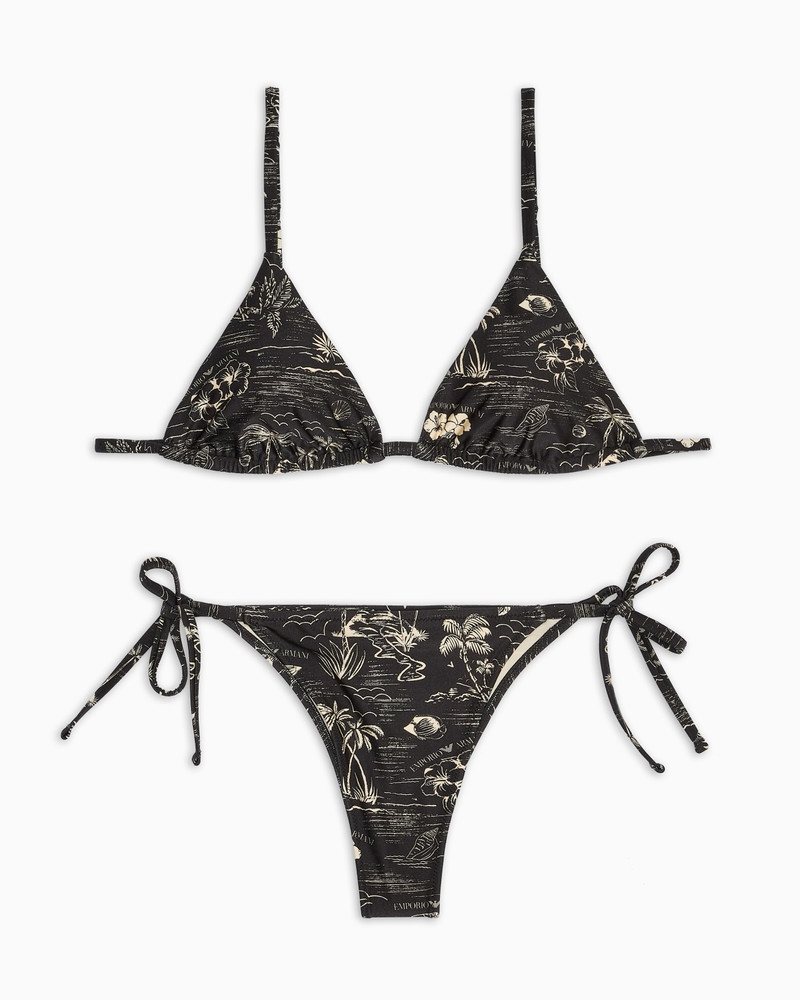 LOGOMANIA-PRINT PADDED TRIANGLE BIKINI 1