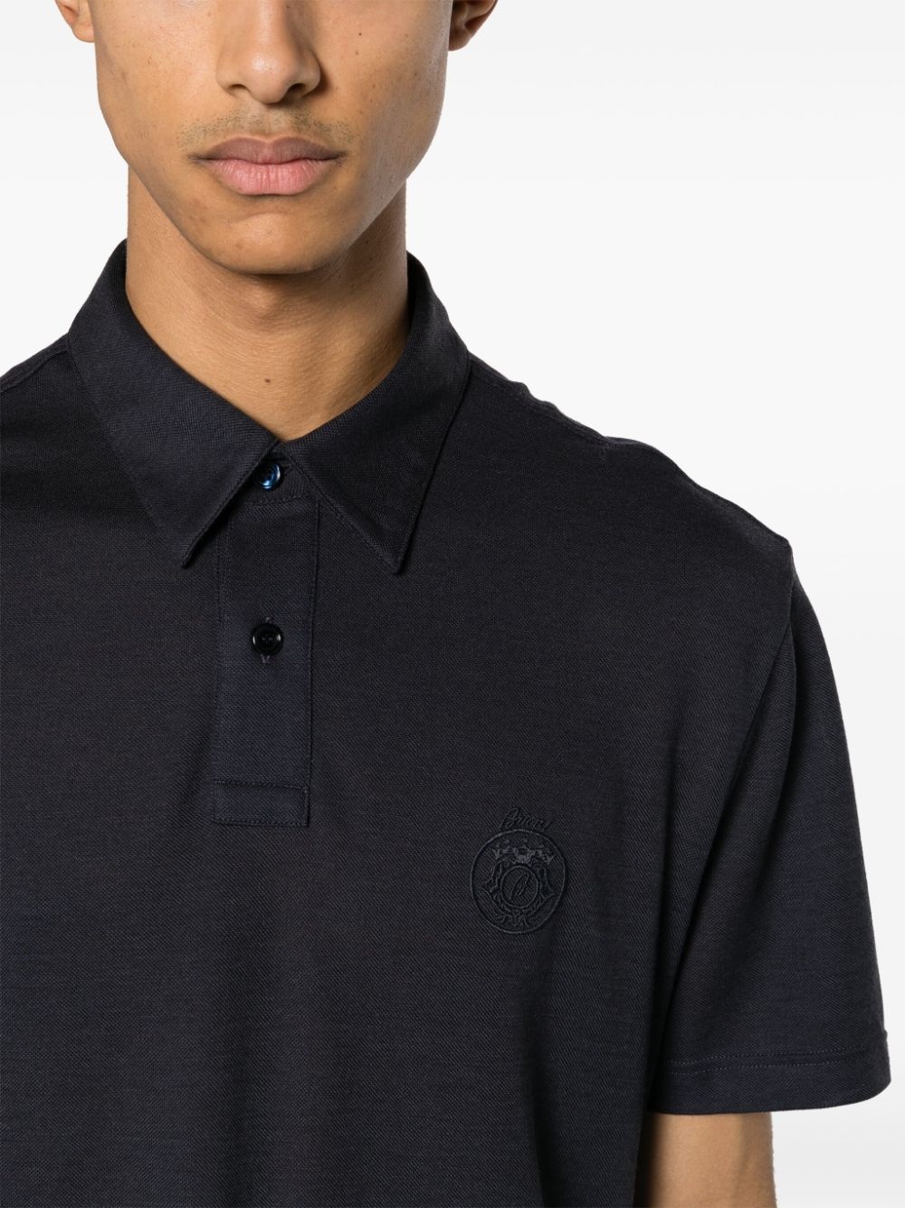 logo-embroidered wool polo shirt - 5